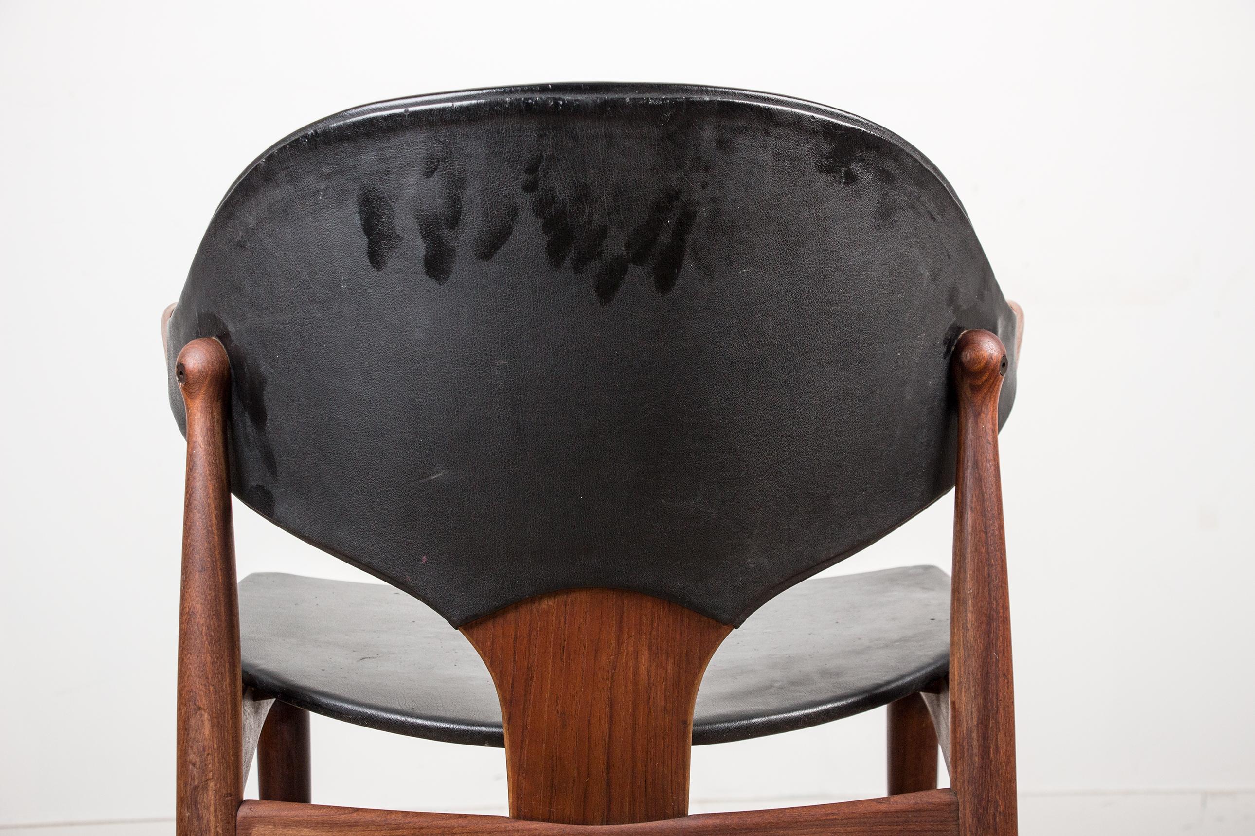 Danish Teak and Skai Desk Chair by Arne Vodder for Vamo Sonderborg 7