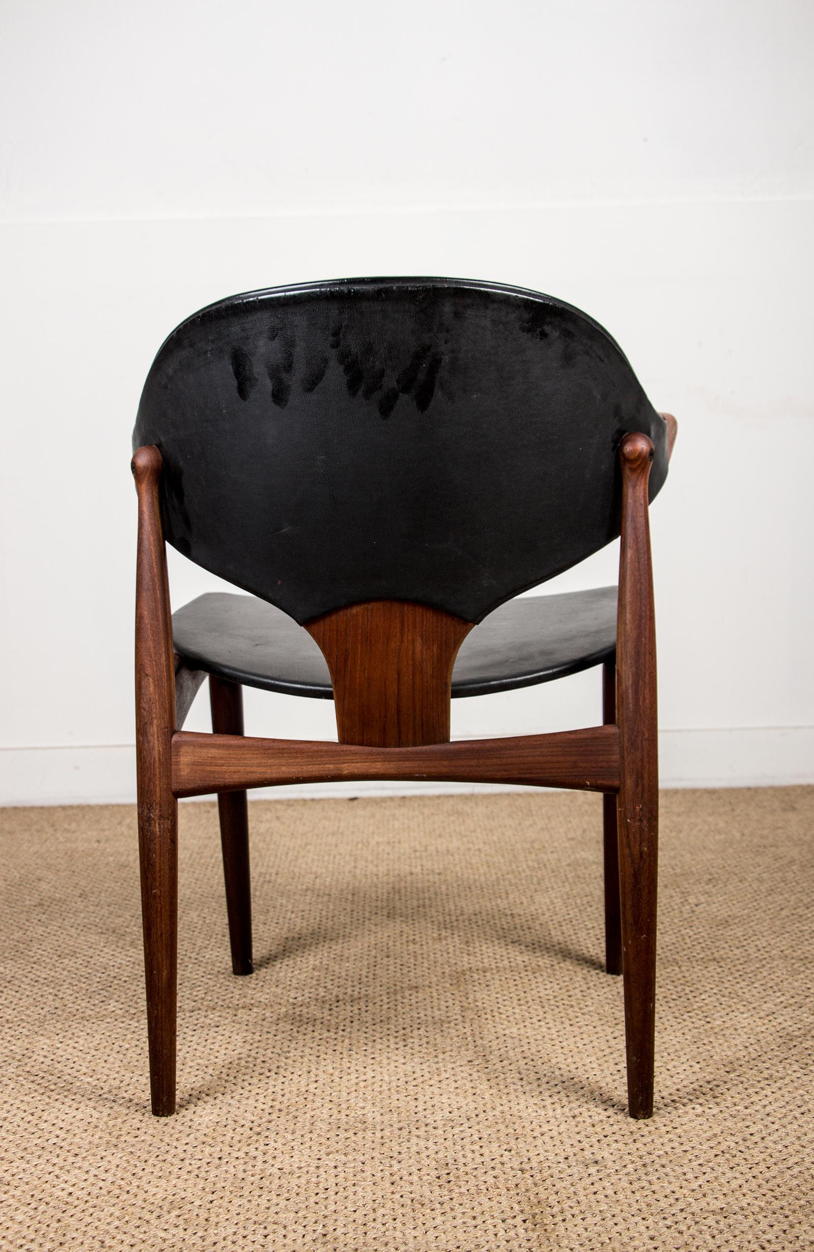 Danish Teak and Skai Desk Chair by Arne Vodder for Vamo Sonderborg 8