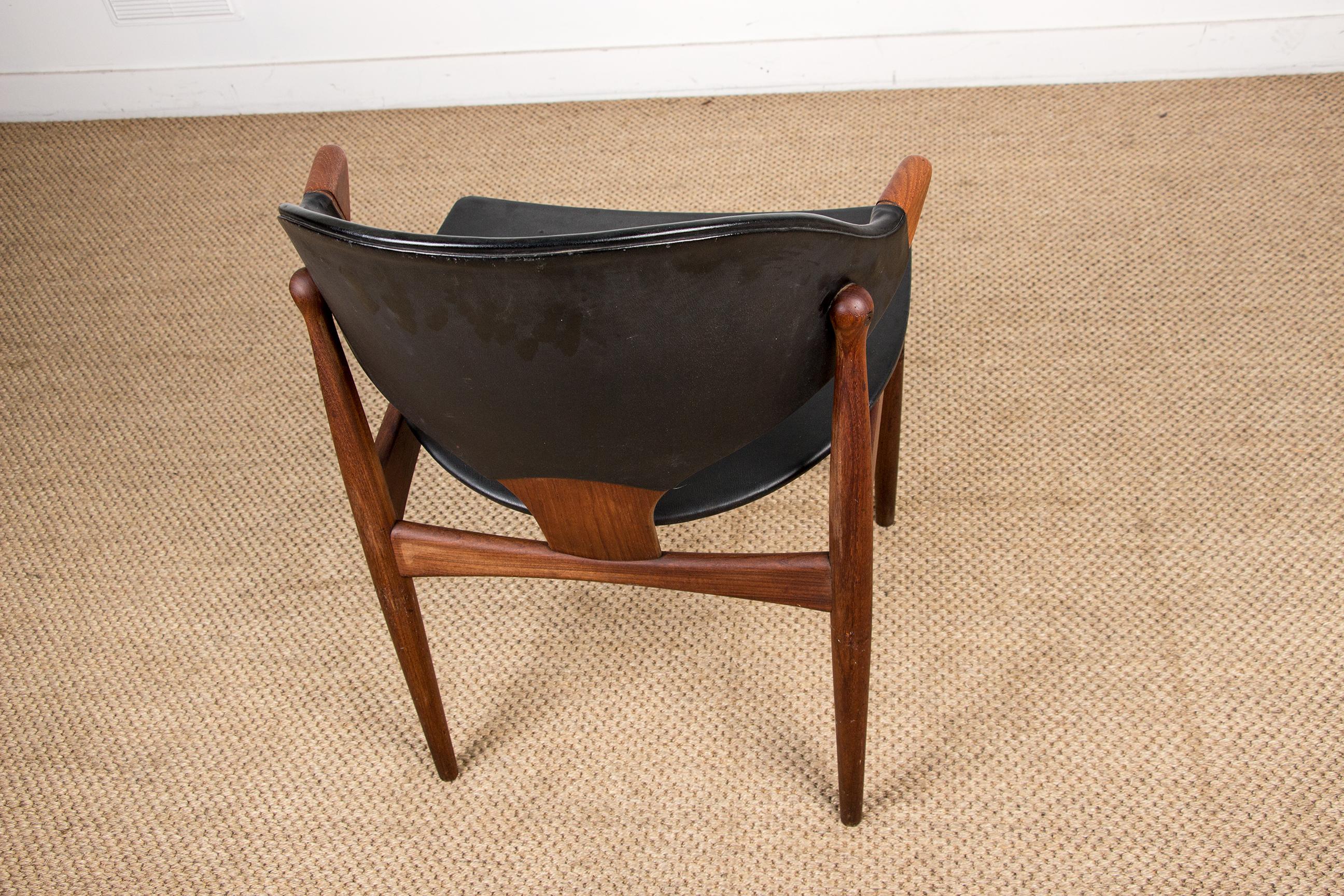 Danish Teak and Skai Desk Chair by Arne Vodder for Vamo Sonderborg 9