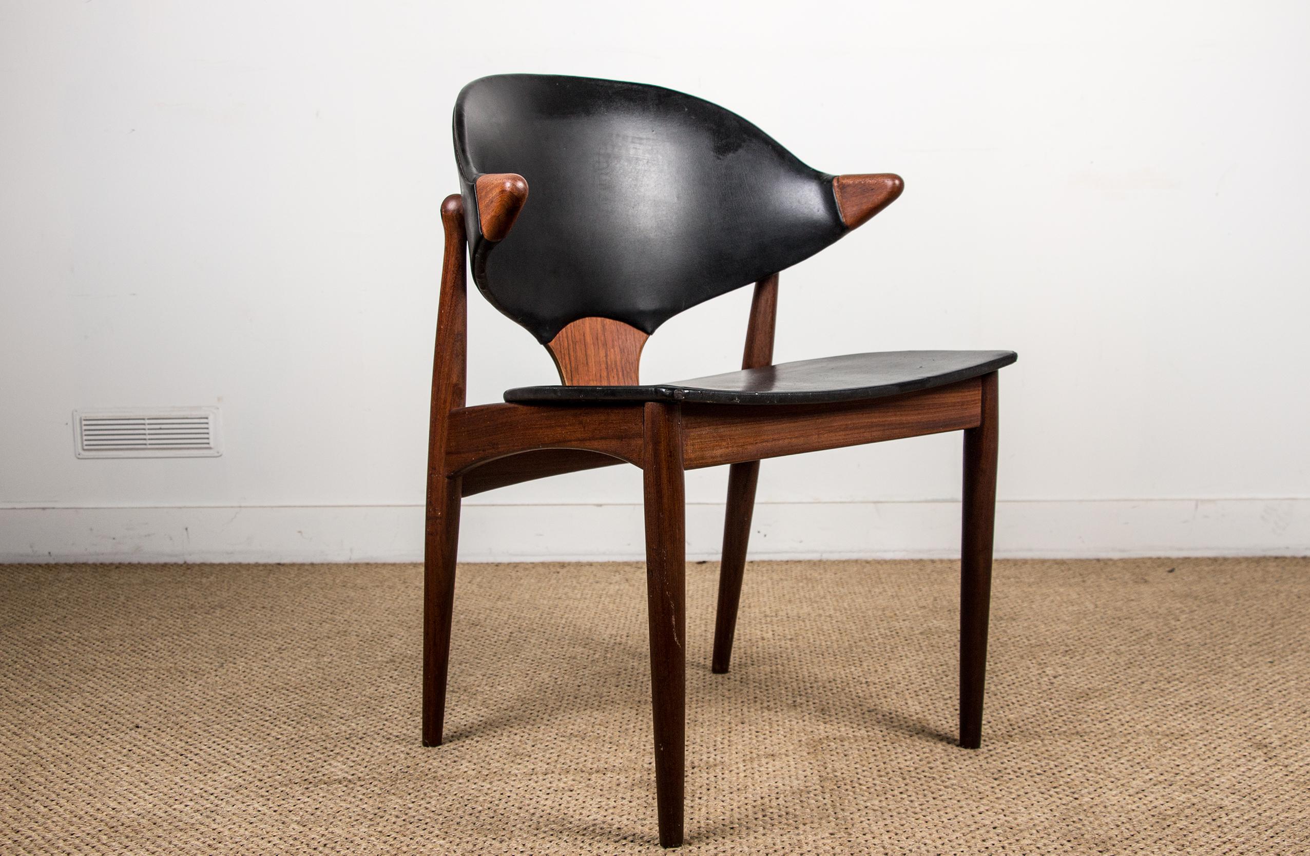 Mid-20th Century Danish Teak and Skai Desk Chair by Arne Vodder for Vamo Sonderborg