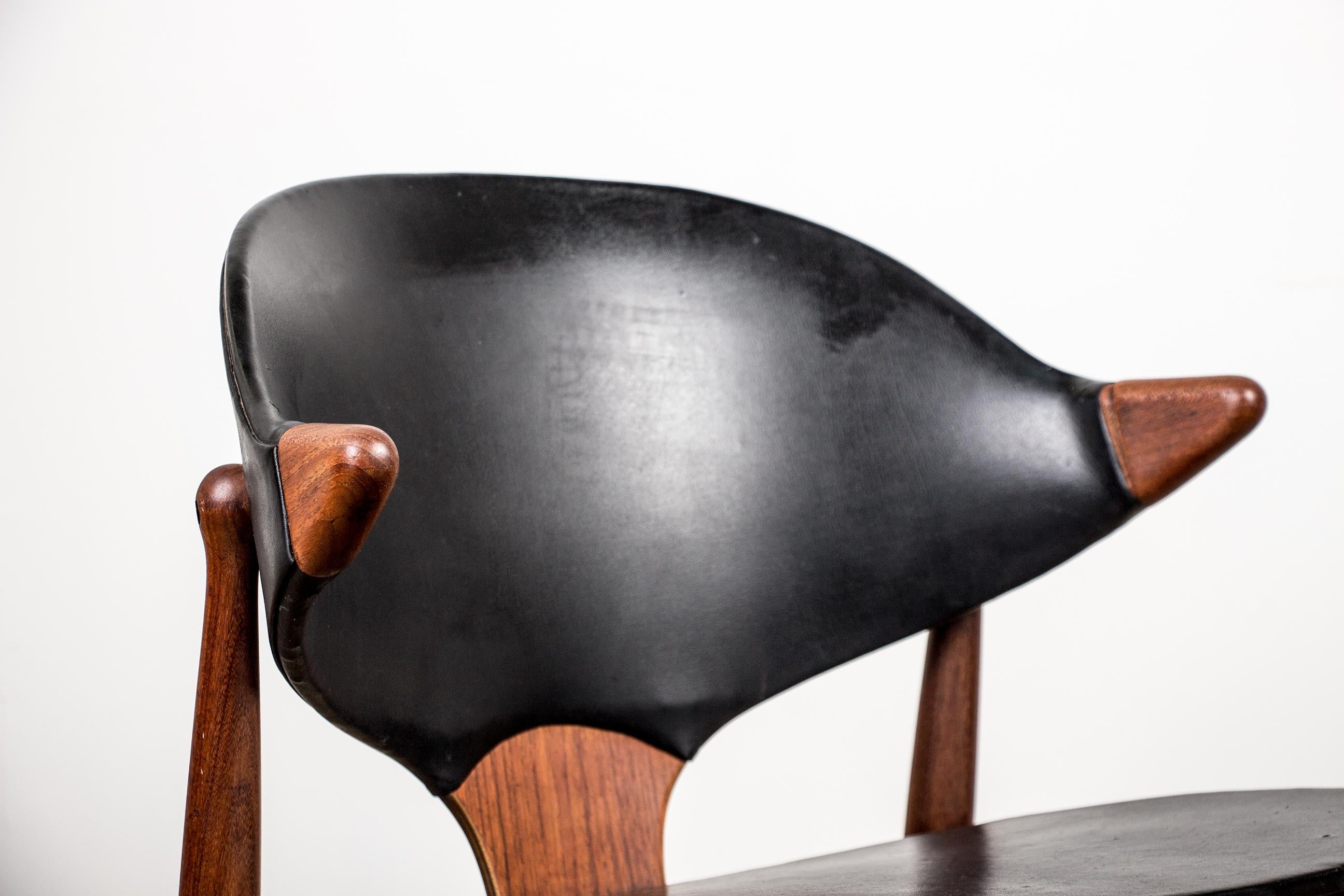 Danish Teak and Skai Desk Chair by Arne Vodder for Vamo Sonderborg 1