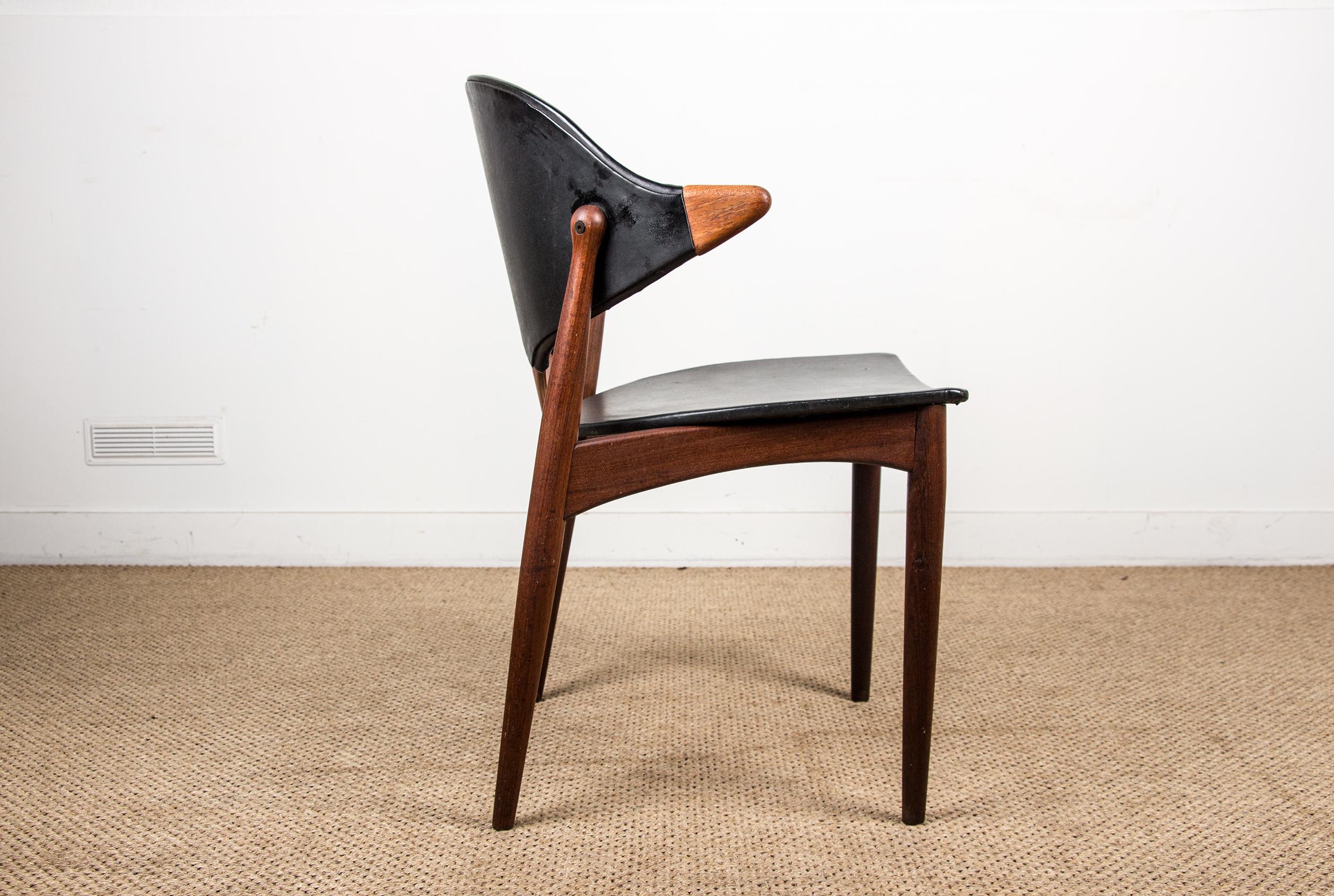 Danish Teak and Skai Desk Chair by Arne Vodder for Vamo Sonderborg 2