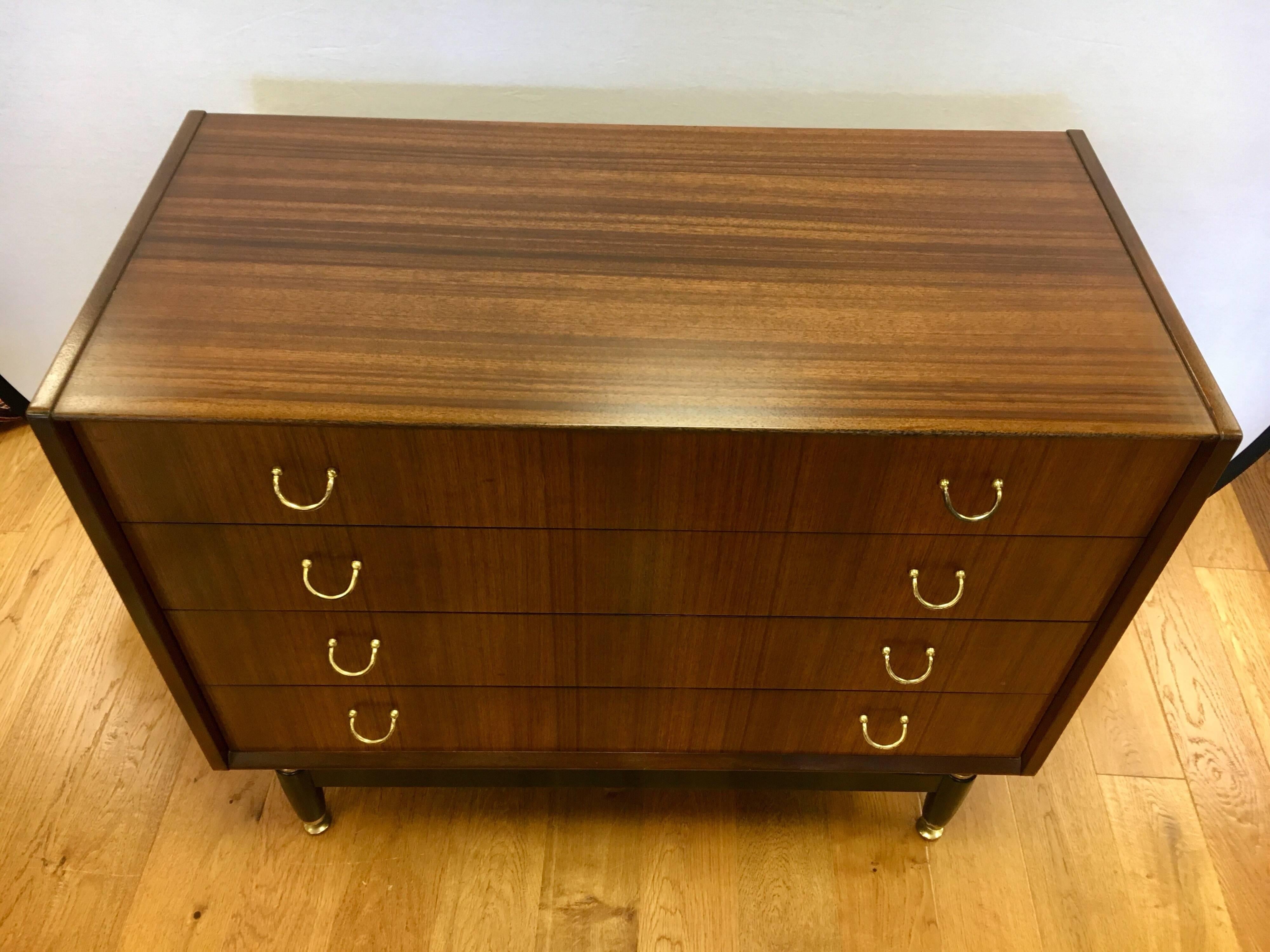 Mid-Century Modern Danish Teak and Walnut G-Plan Kofod-Larsen Floating Dresser Chest of Drawers