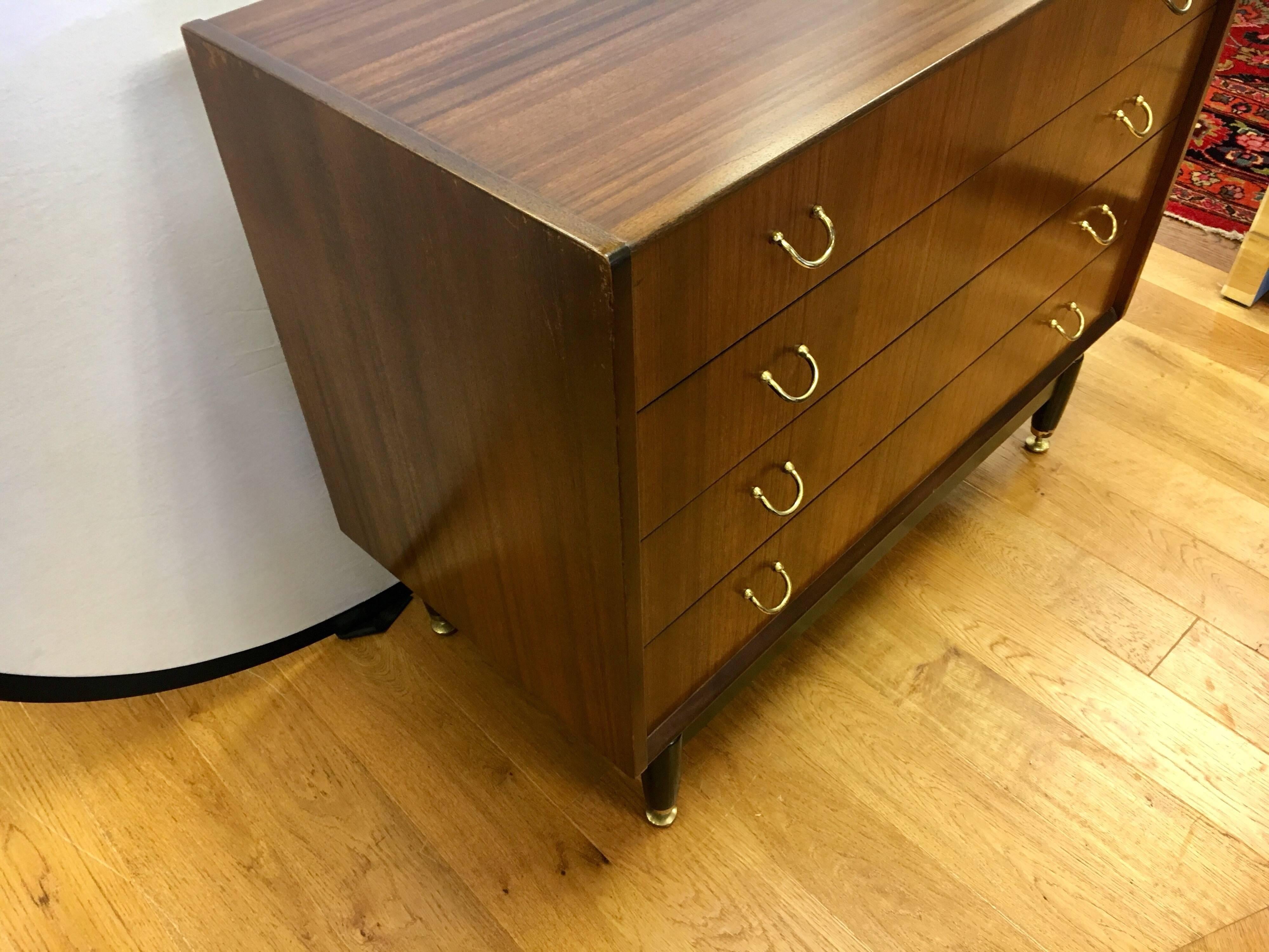 Mid-20th Century Danish Teak and Walnut G-Plan Kofod-Larsen Floating Dresser Chest of Drawers