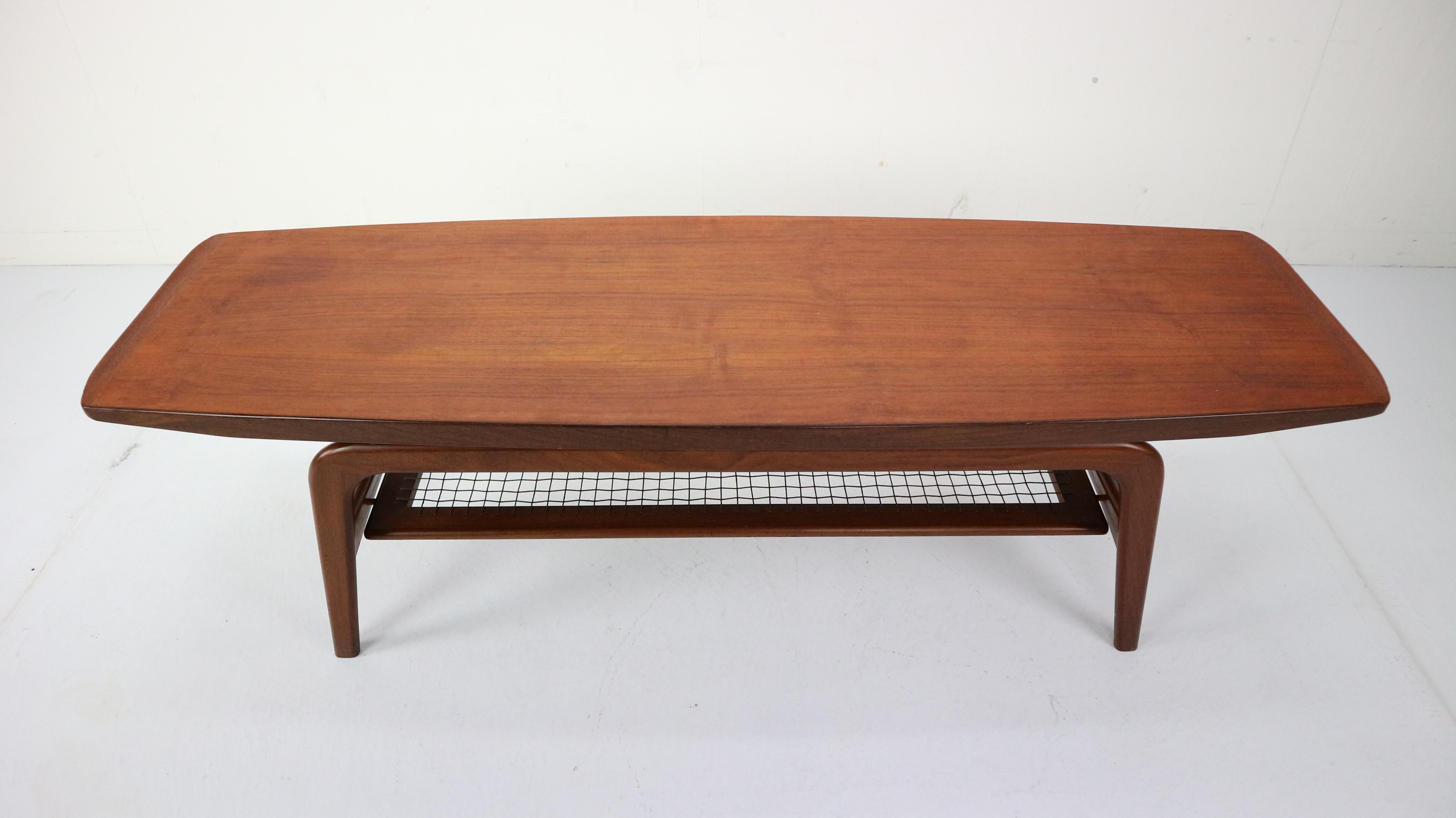 Danish Teak and Wicker Coffee Table by Arne Hovmand-Olsen, 1960, Denmark 1