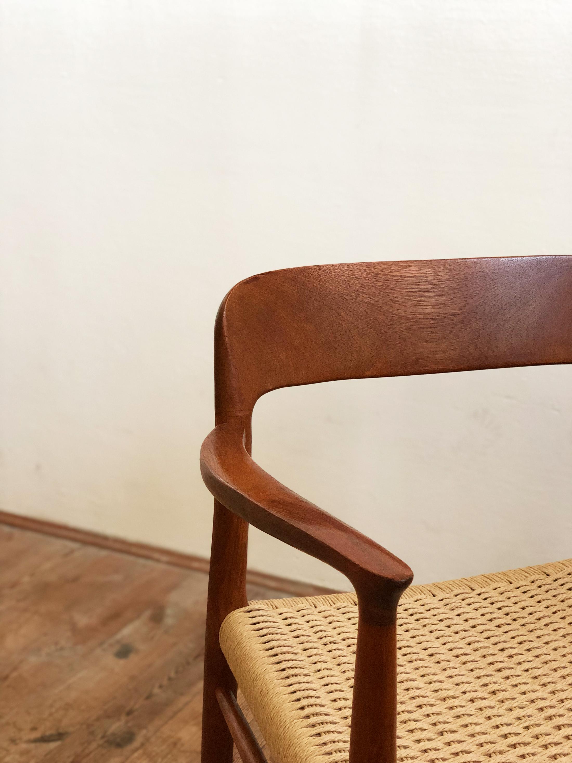 Danish Teak Armchair, Model 56 by Niels O. Møller with New Papercord Seat 5