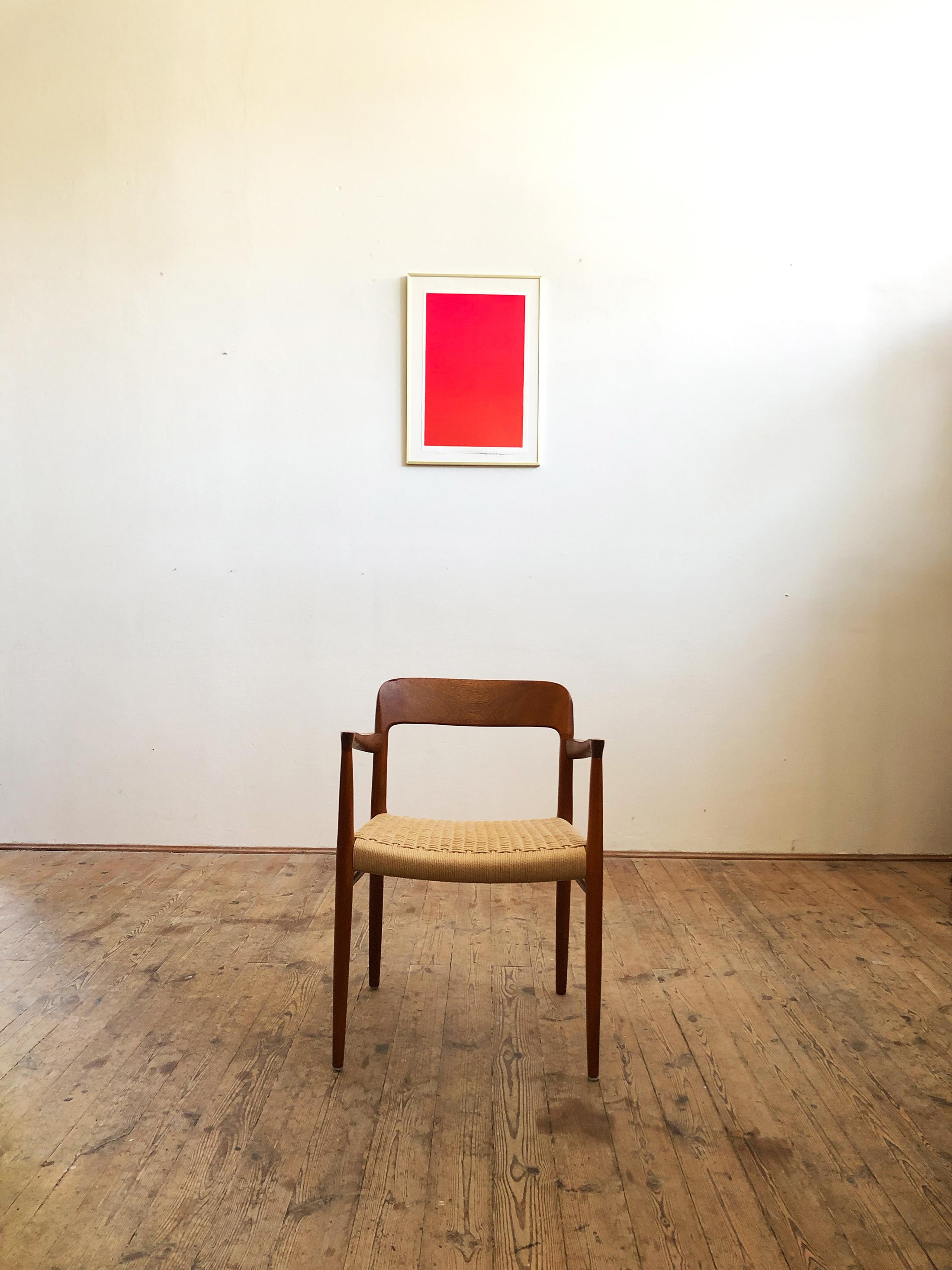 Danish Teak Armchair, Model 56 by Niels O. Møller with New Papercord Seat In Good Condition In Munich, Bavaria
