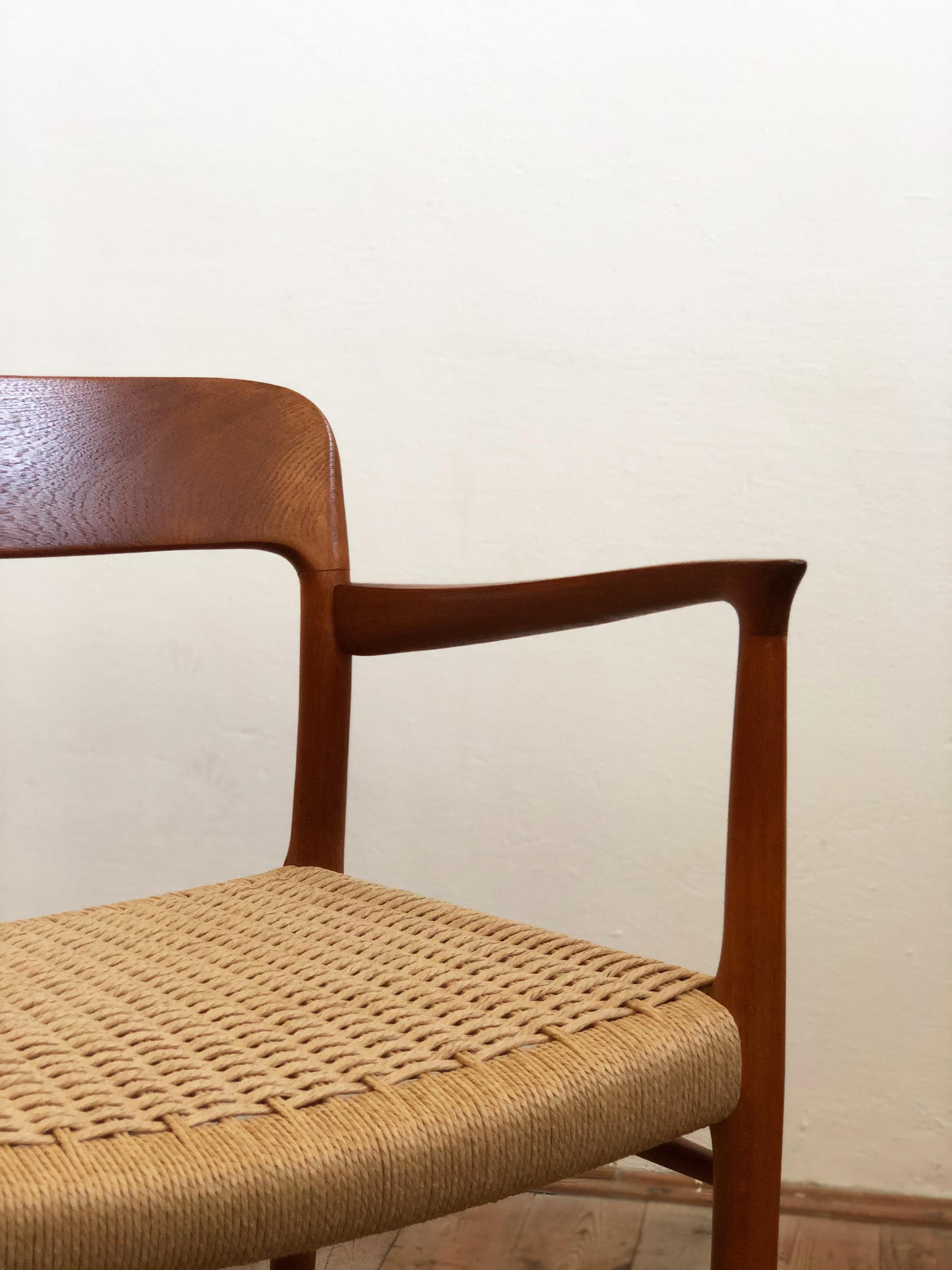 Mid-20th Century Danish Teak Armchair, Model 56 by Niels O. Møller with New Papercord Seat