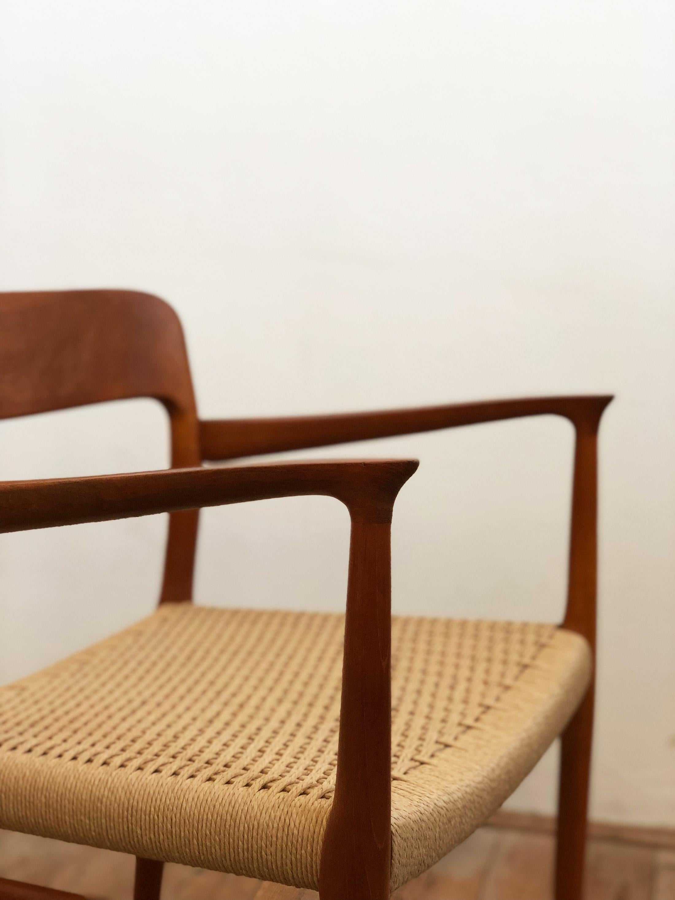 Danish Teak Armchair, Model 56 by Niels O. Møller with New Papercord Seat 1