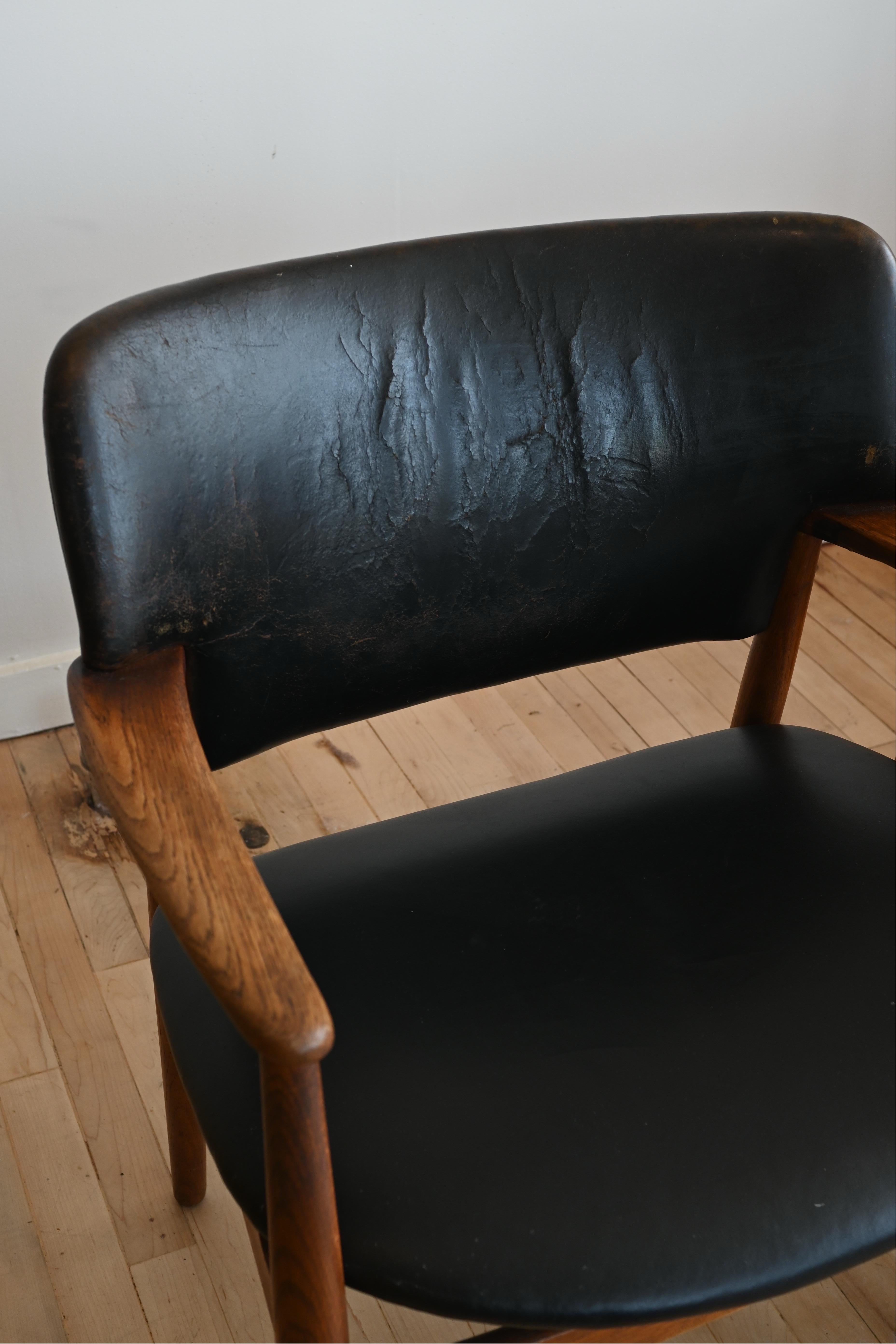 Danish Teak Armchairs, a pair In Fair Condition For Sale In Hudson, NY