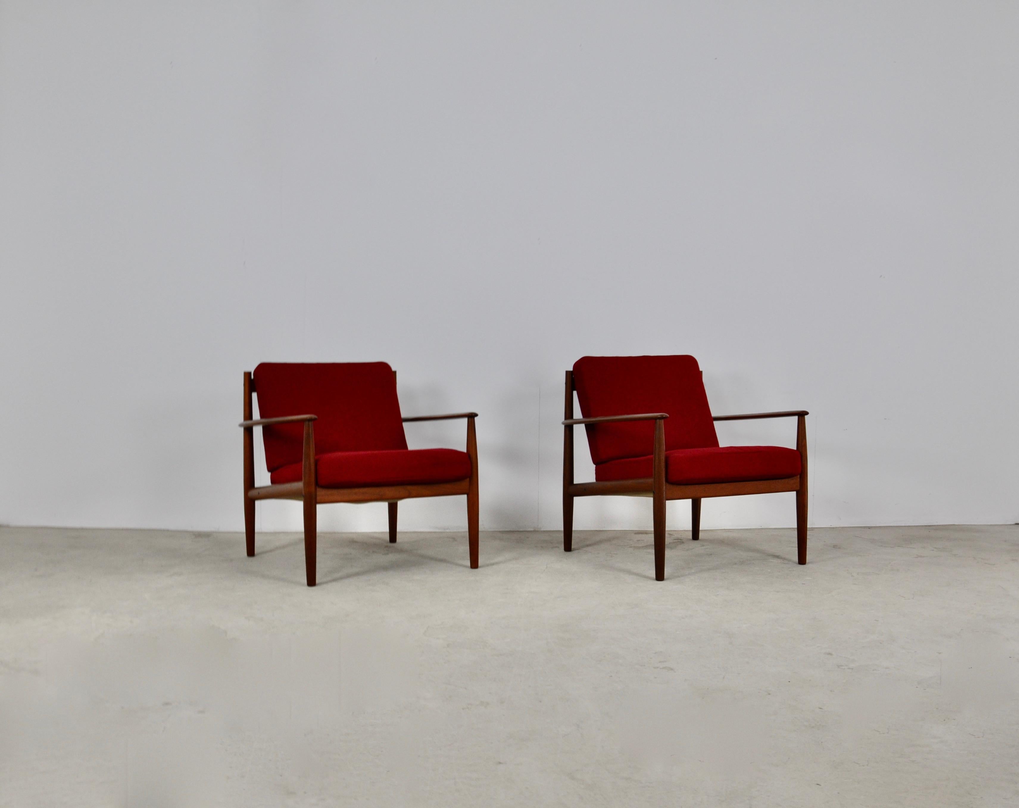 Mid-20th Century Danish Teak Armchairs by Grete Jalk for France & Søn, 1960s