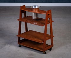 Danish Teak Bar / Serving Trolley with Champagne Bucket, 1960s