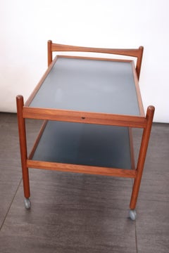 Danish Teak Bar Trolley with Serving Tray