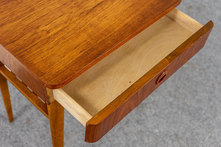 Danish Teak and Beech Bedside Table For Sale at 1stDibs