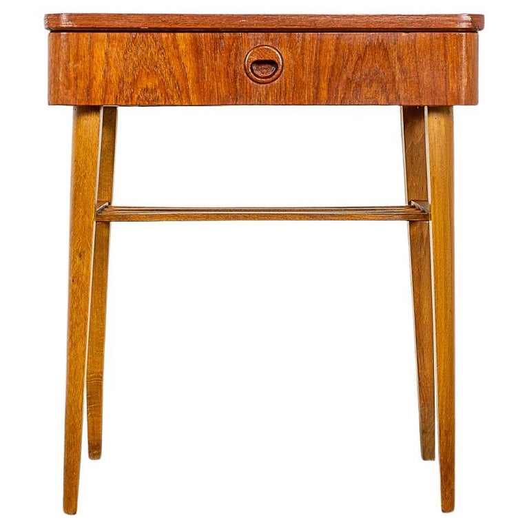 Danish Teak and Beech Bedside Table For Sale at 1stDibs