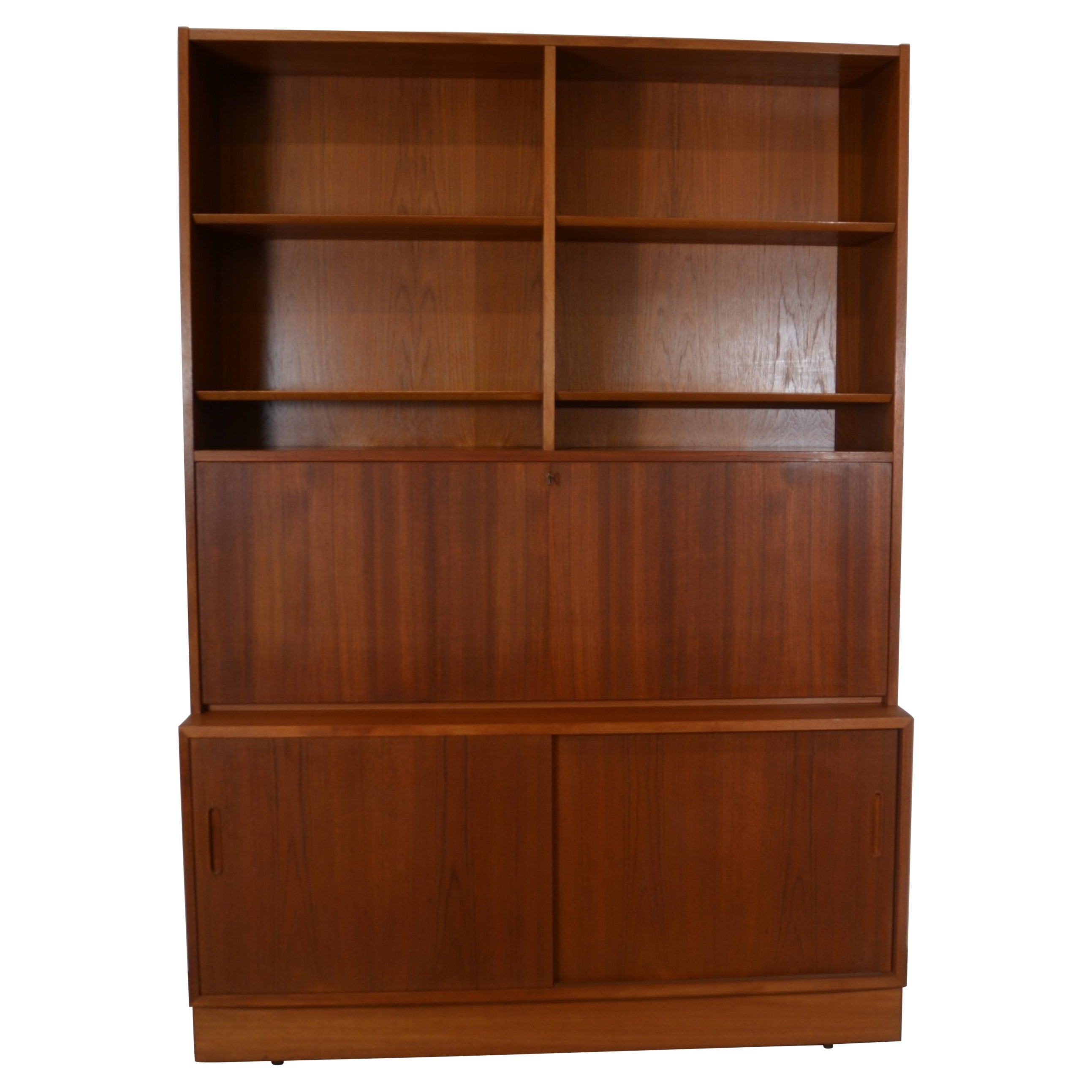 Danish Teak Bookcase, Desk Secretary by Poul Hundevad