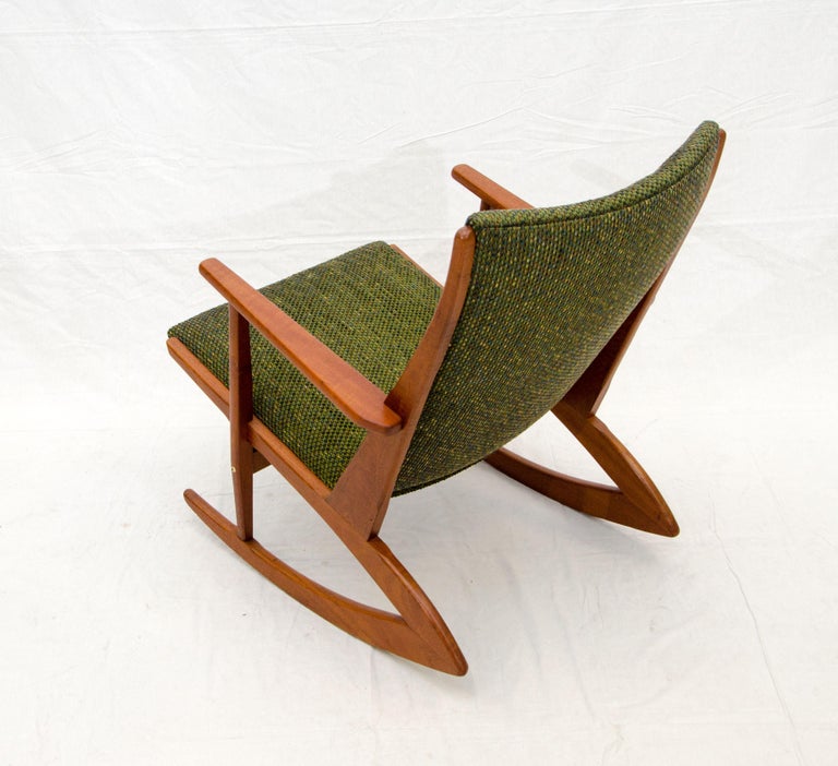 Danish Teak Boomerang Rocking Chair by Holger Jensen at 1stDibs
