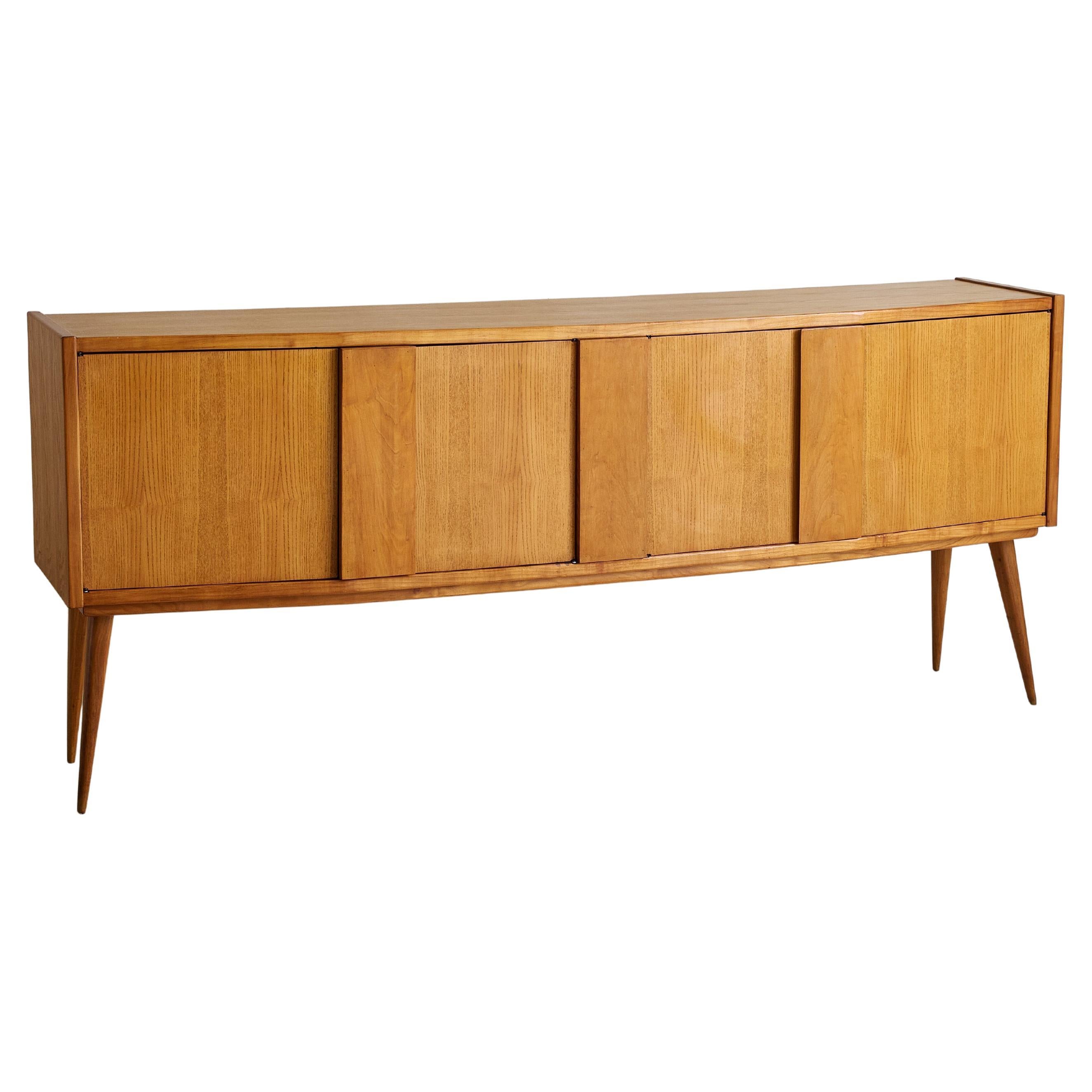 Danish Teak Bow-Front Credenza Attributed to Svend Madsen, 1960s