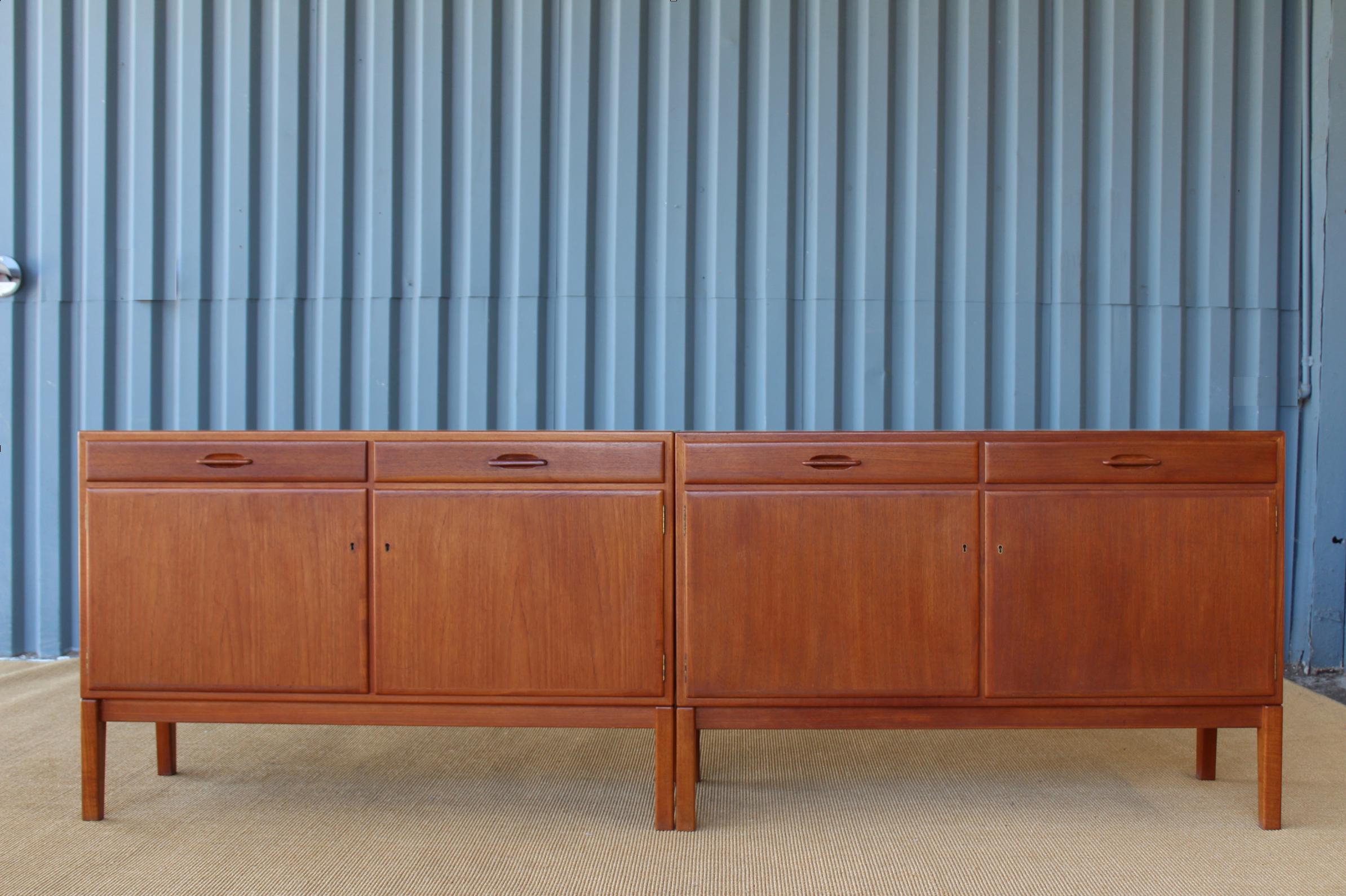 Danish Teak Cabinet, 1950s. Pair Available.  In Excellent Condition In Los Angeles, CA