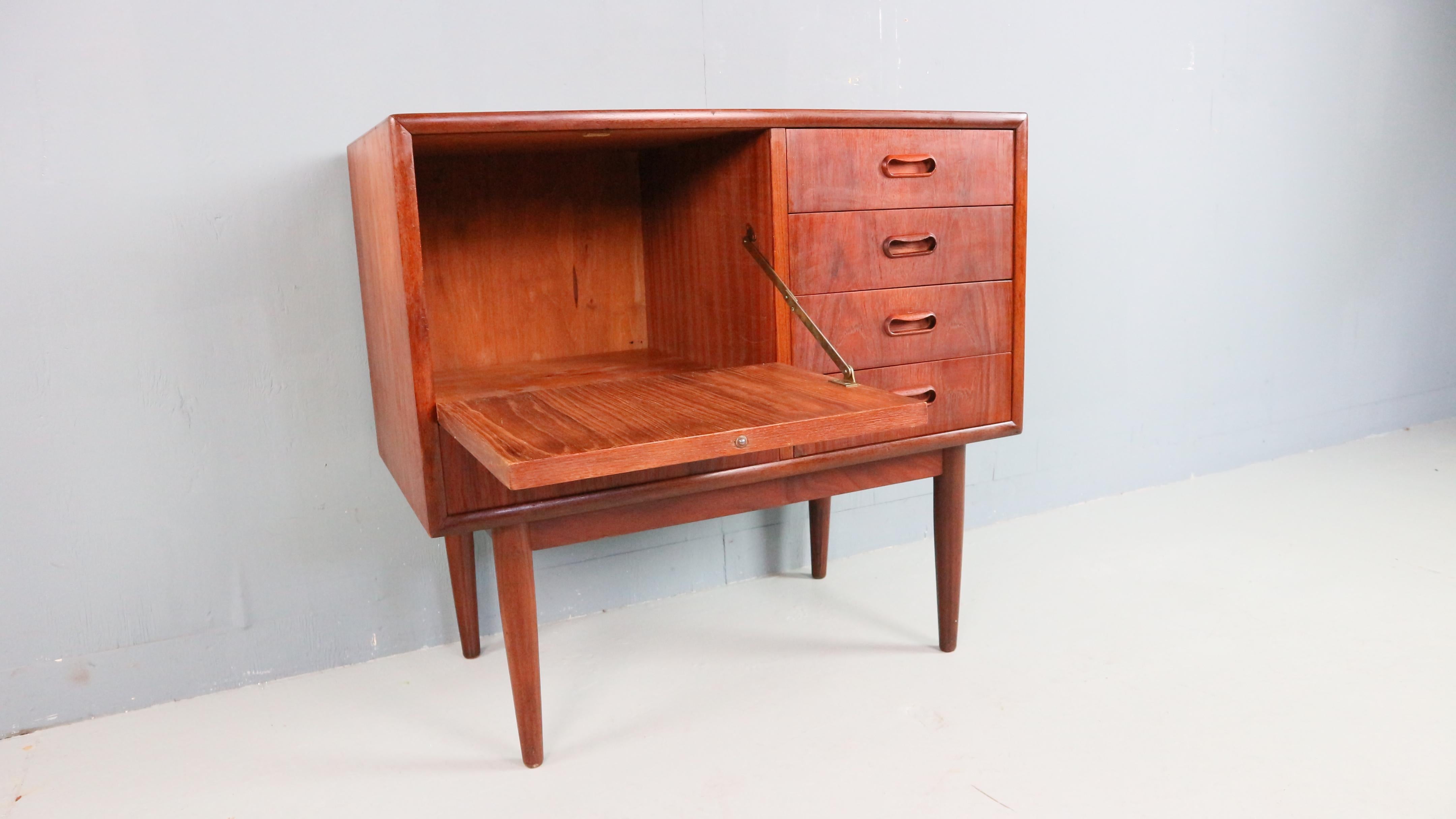 Danish Teak Cabinet with Drawers and Drop-Down Door, 1960s For Sale 5