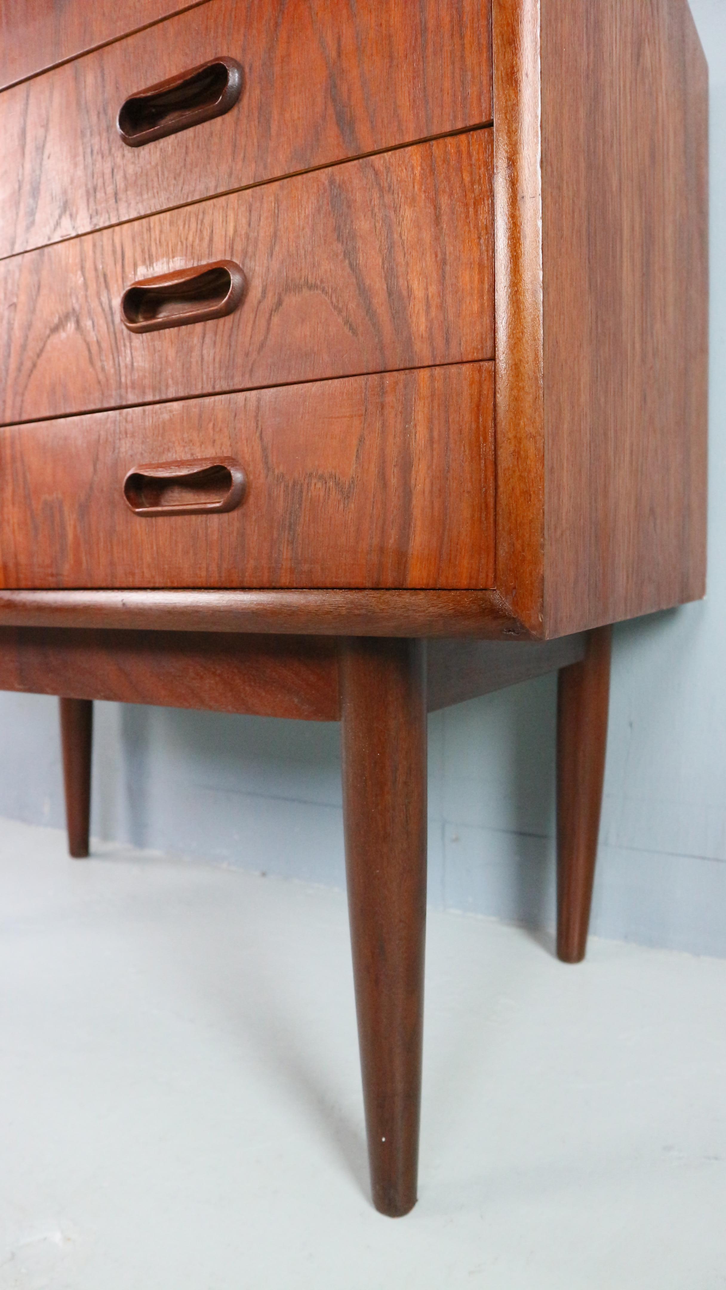 Danish Teak Cabinet with Drawers and Drop-Down Door, 1960s For Sale 6