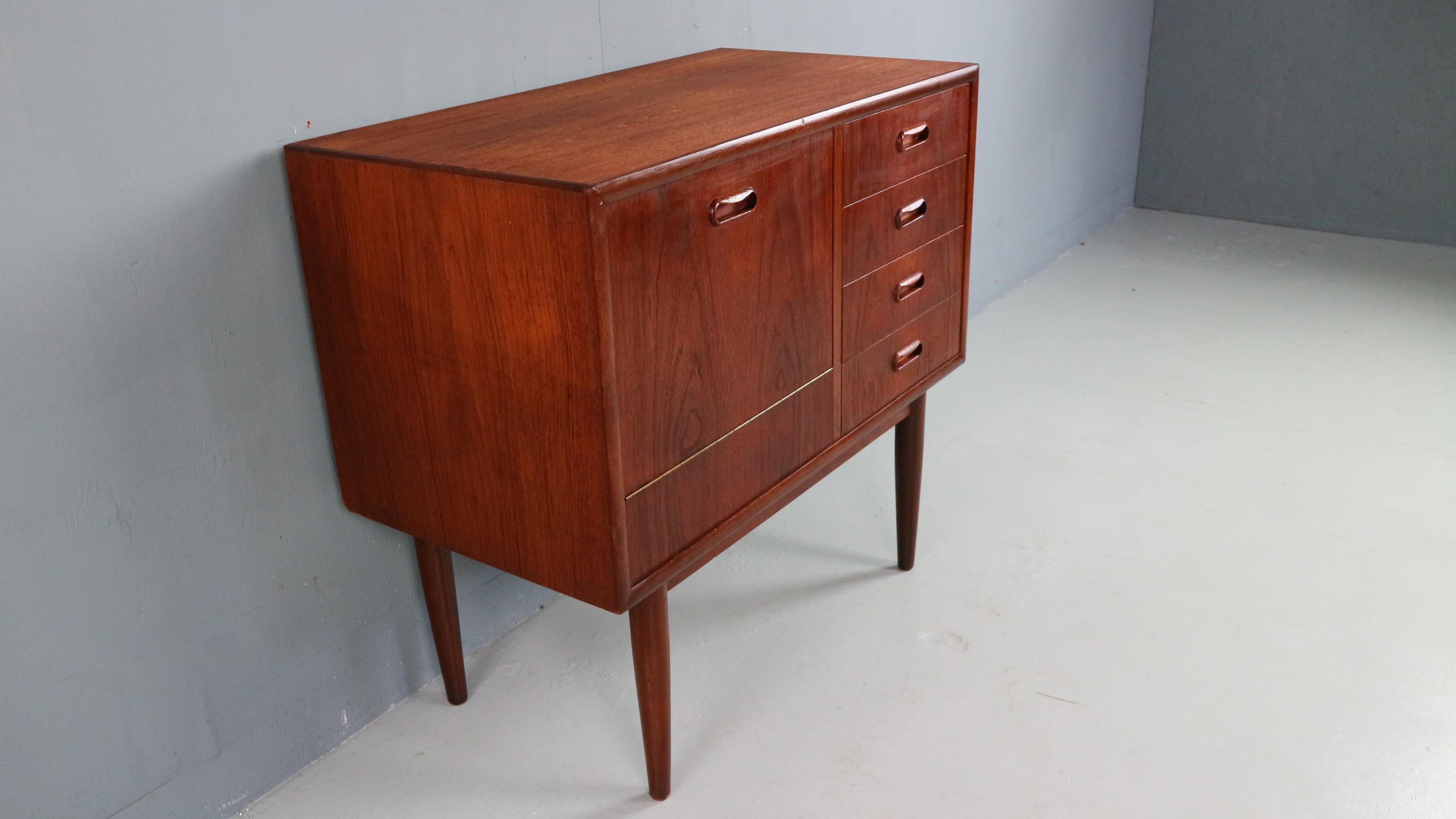 Danish Teak Cabinet with Drawers and Drop-Down Door, 1960s For Sale 1