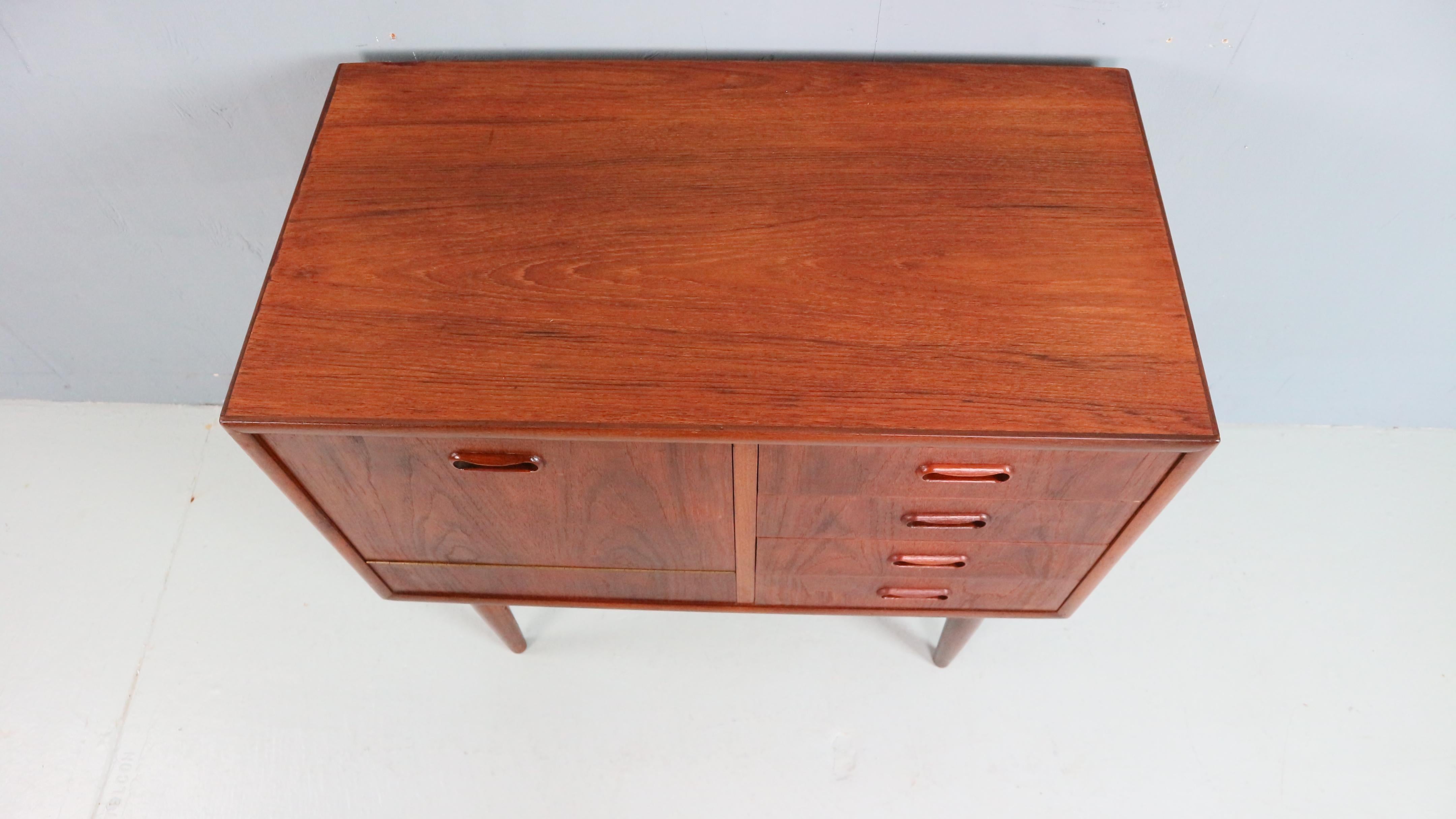 Danish Teak Cabinet with Drawers and Drop-Down Door, 1960s For Sale 3