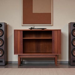 Danish Teak Credenza with Tambour Doors by Lyby Mobler, 1960s