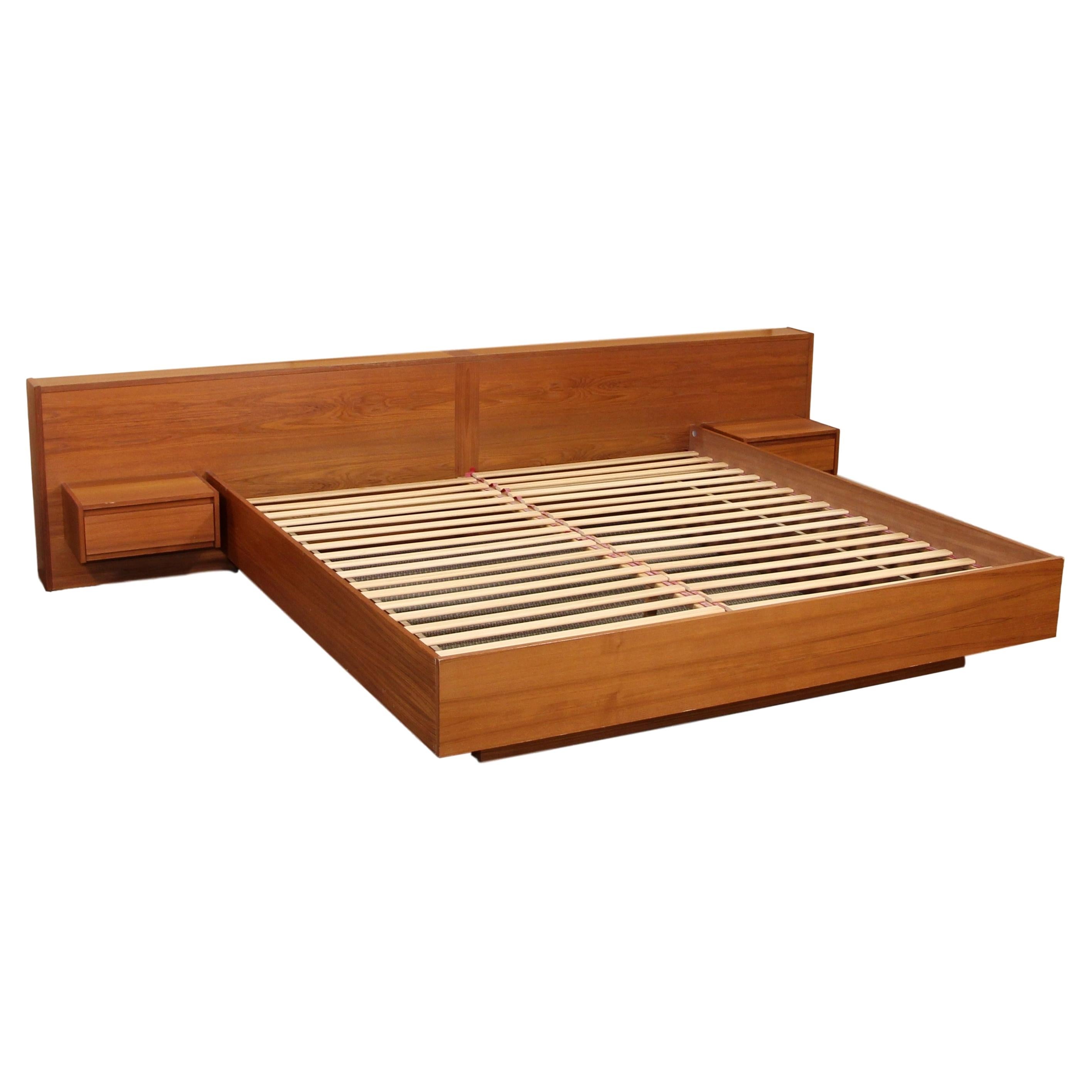 Danish Teak California King Size Platform Bed by Sannemann For Sale