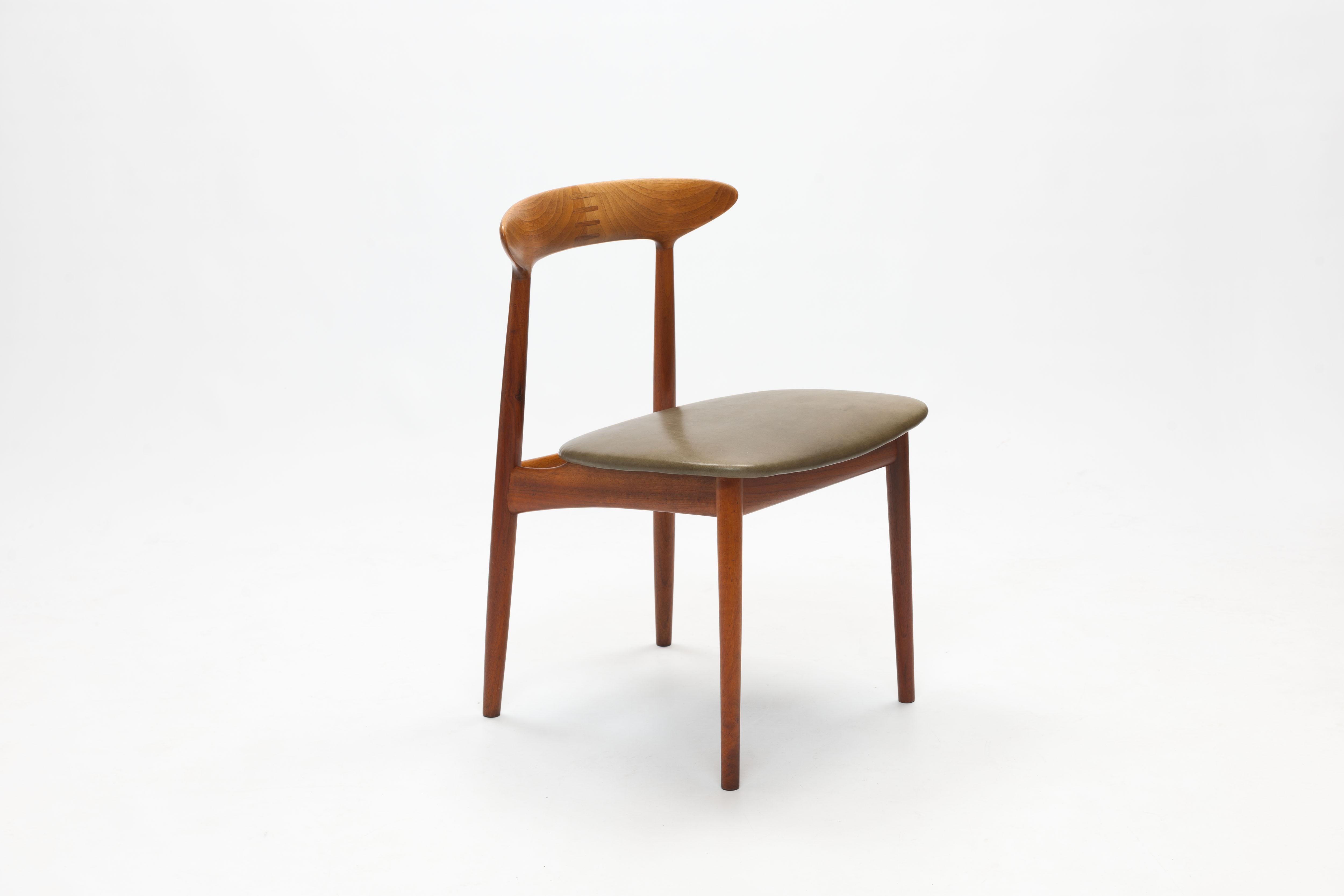 Scandinavian Modern Danish Teak Chair by Kurt Østervig with Wooden Inlay Back Support