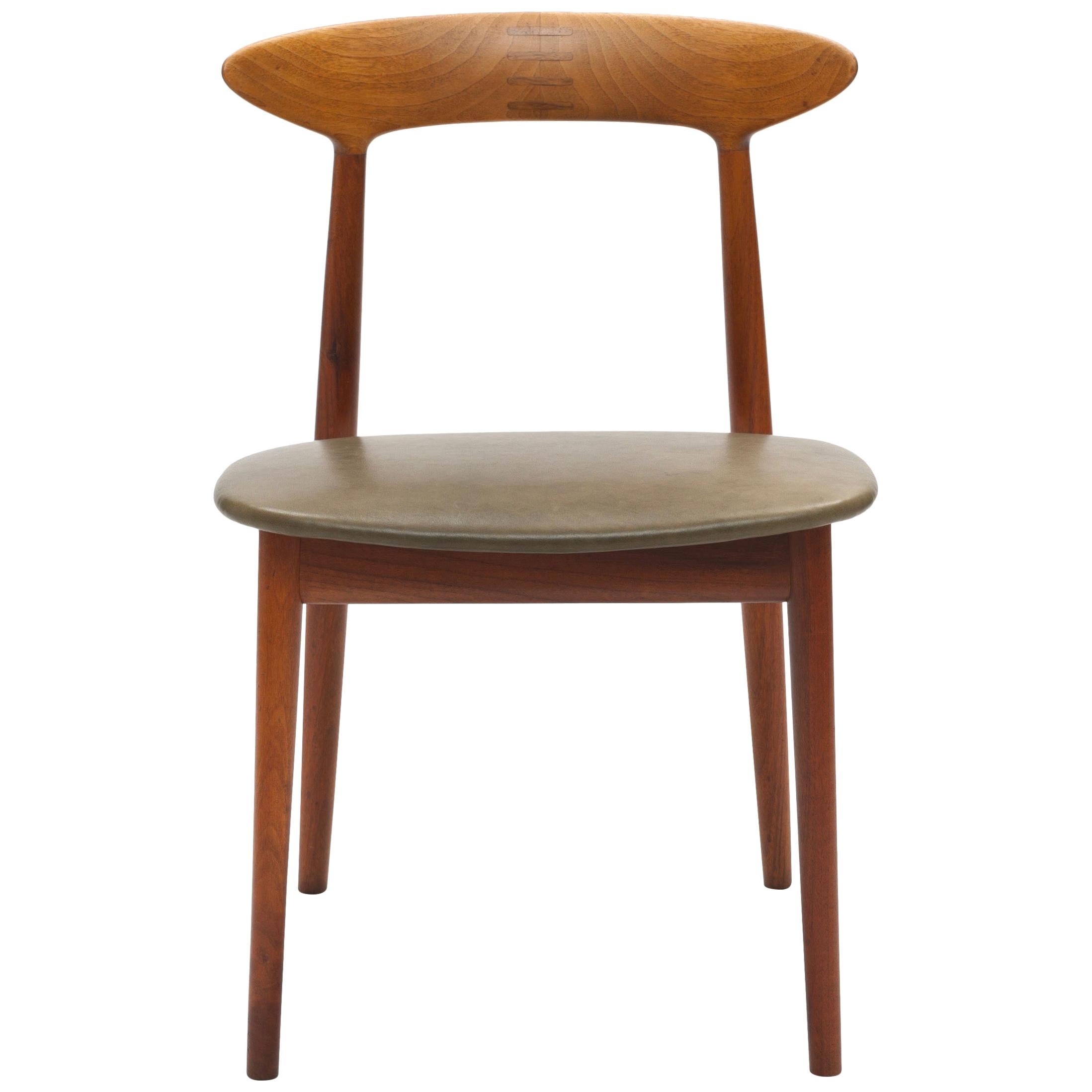 Danish Teak Chair by Kurt Østervig with Wooden Inlay Back Support