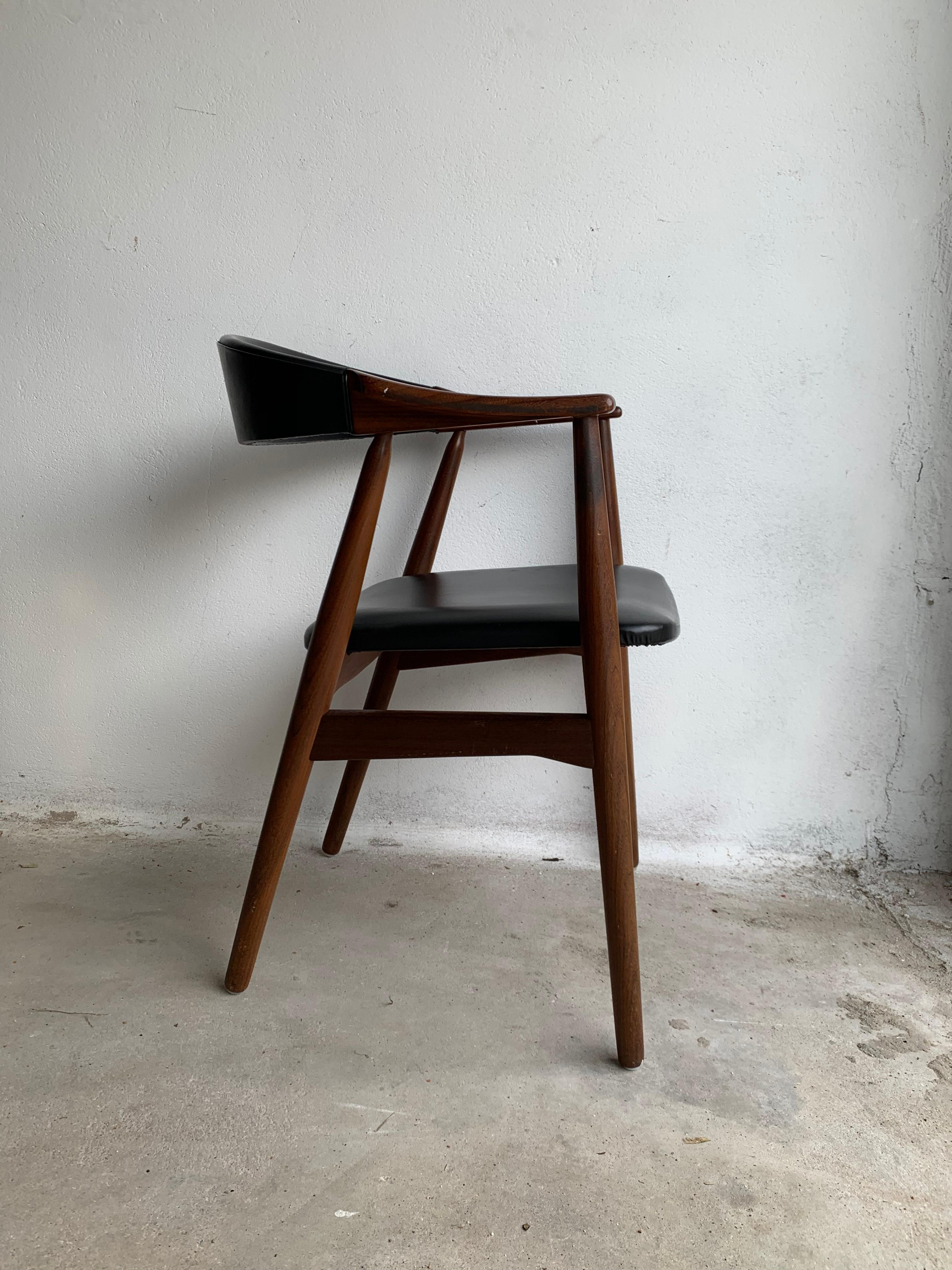 Faux Leather 20th Century Scandinavian Modern Black Teak Chair from Farstrup Møbler, 1960s