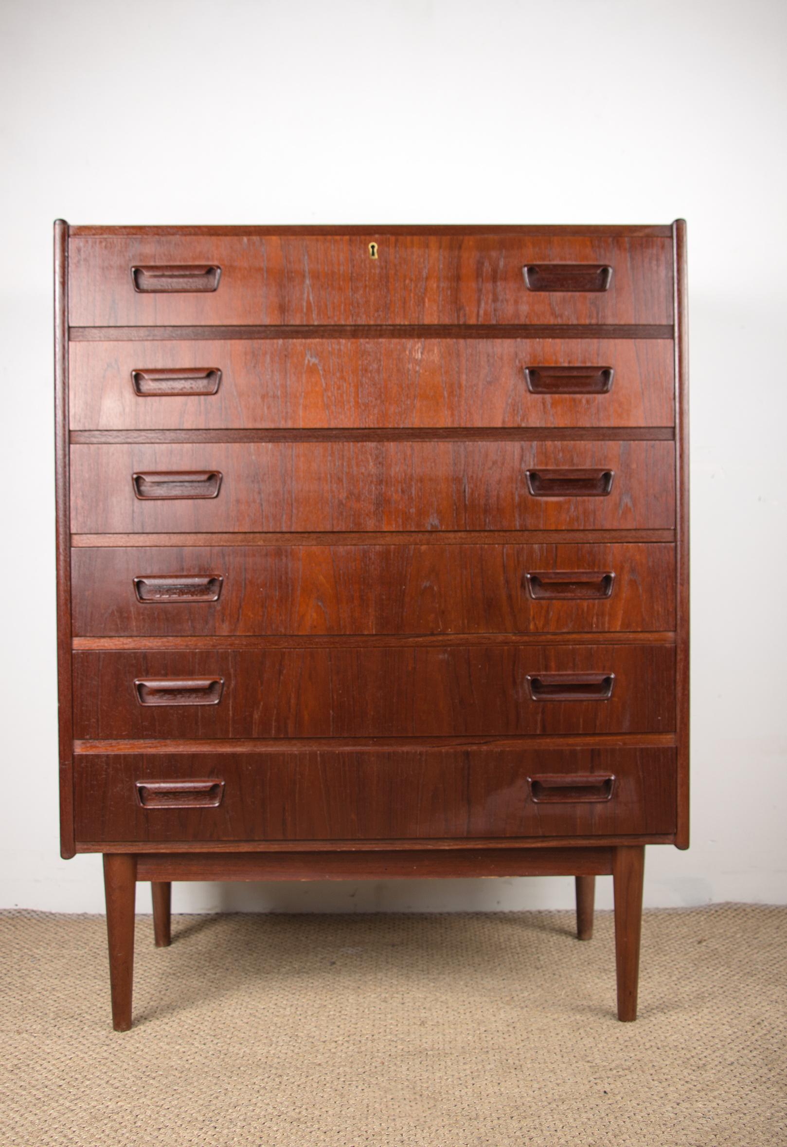 Mid-20th Century Danish teak chest of drawers or 
