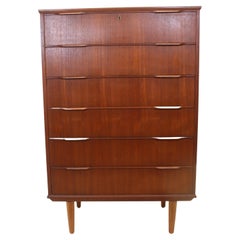 Danish Teak Chest of Drawers with 6 Drawers