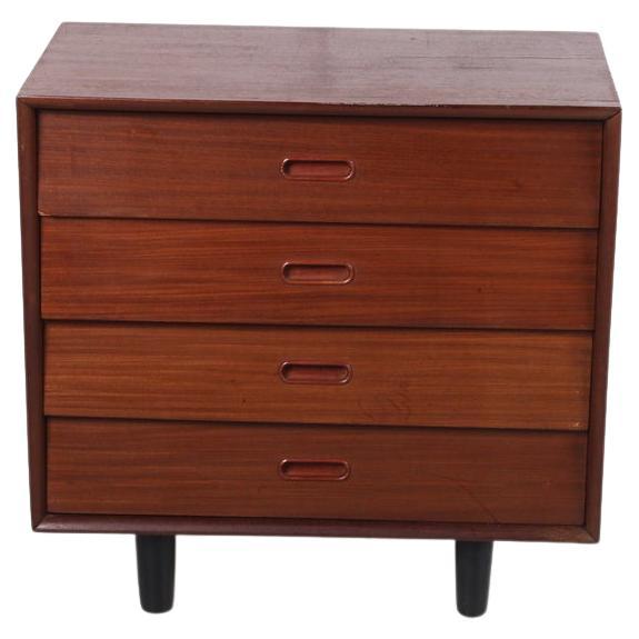 Danish teak chest of drawers with brass handles, 1960s.