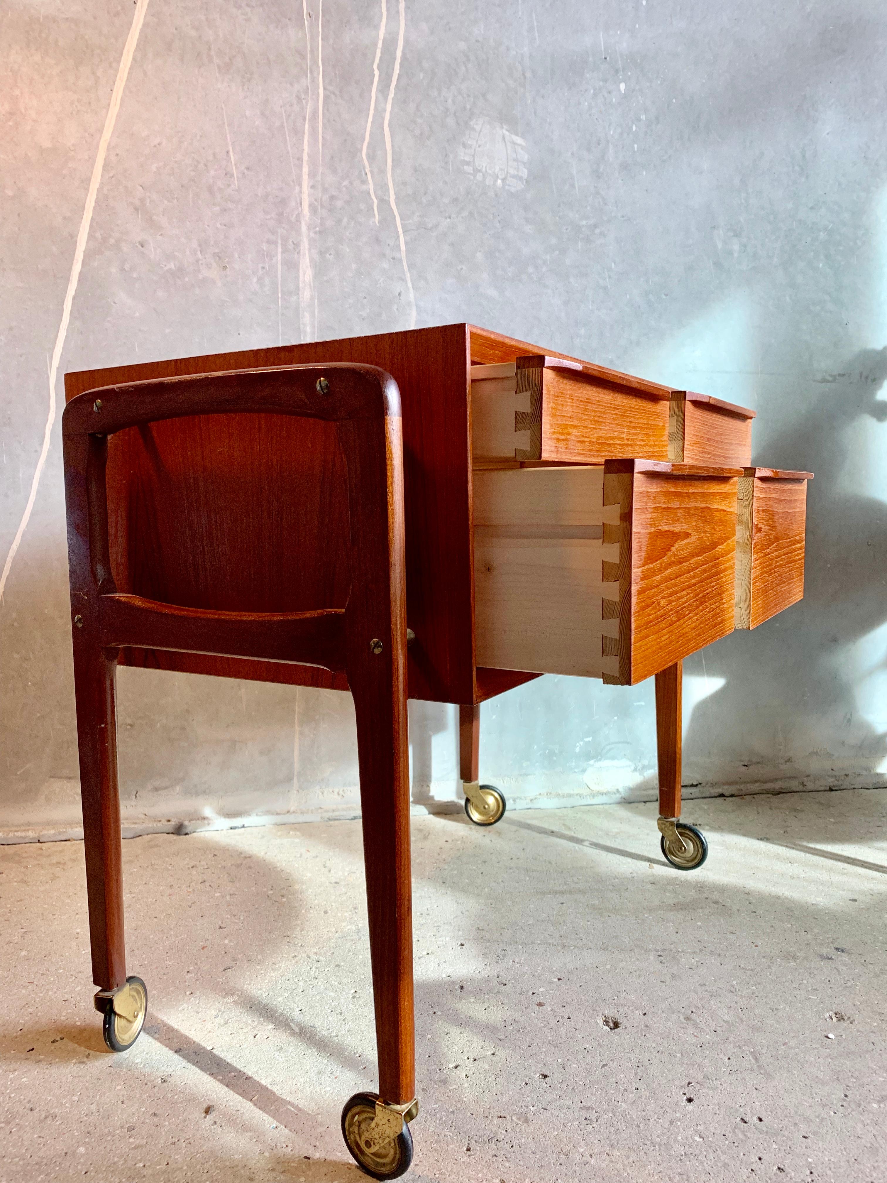 Danish Teak Chest on Casters by Arne Vodder, 1960s In Fair Condition In Copenhagen, DK