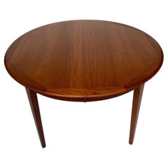 Danish Teak Circular Double Extending Dining Table Mid Century 1960s