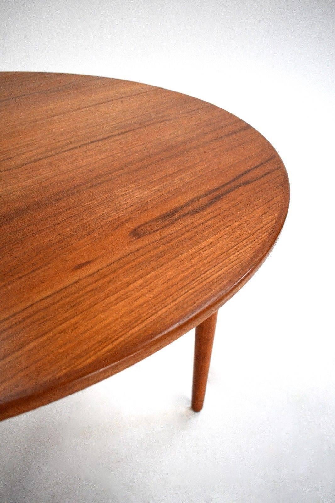 20th Century Danish Teak Circular Double Extending Dining Table Midcentury, 1960s For Sale