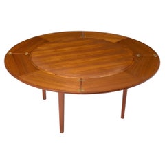 Danish Teak Circular Expanding "Flip Flap" Dining Table by Dyrlund Furniture