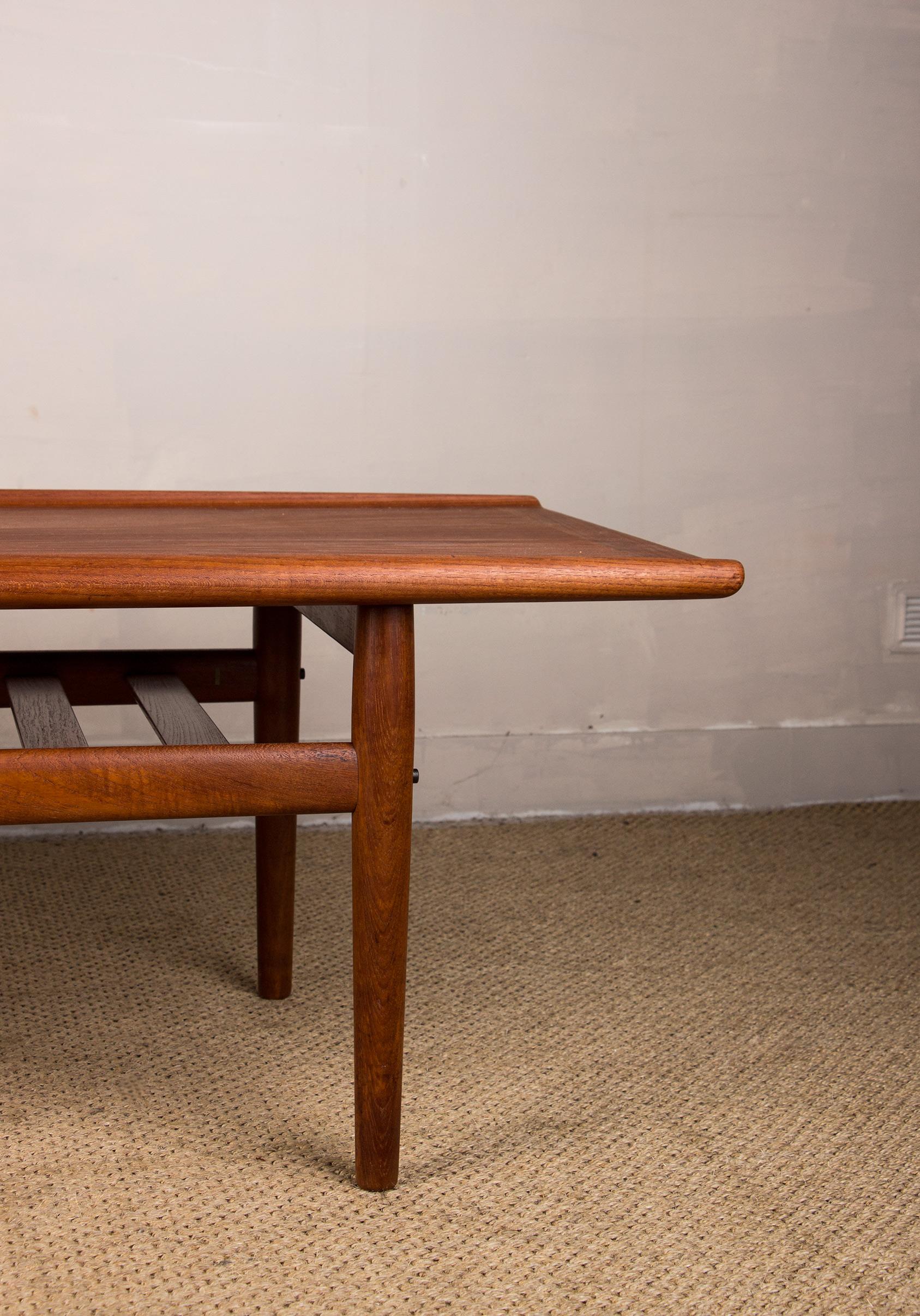 Brass Danish Teak Coffee Table by Grete Jalk for Glostrup Mobelfabrik, 1960