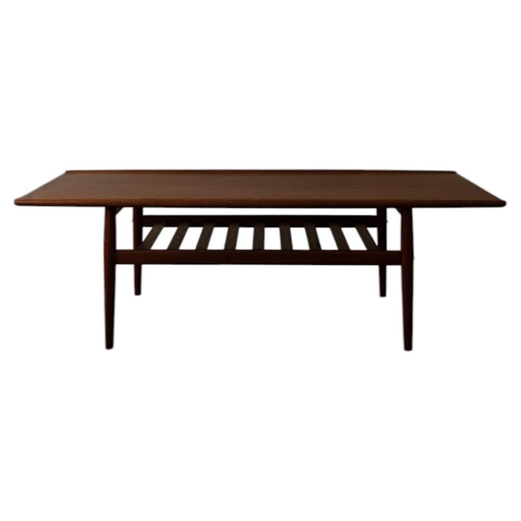 Danish teak coffee table by Grete Jalk with slatted frame, 1960s For Sale