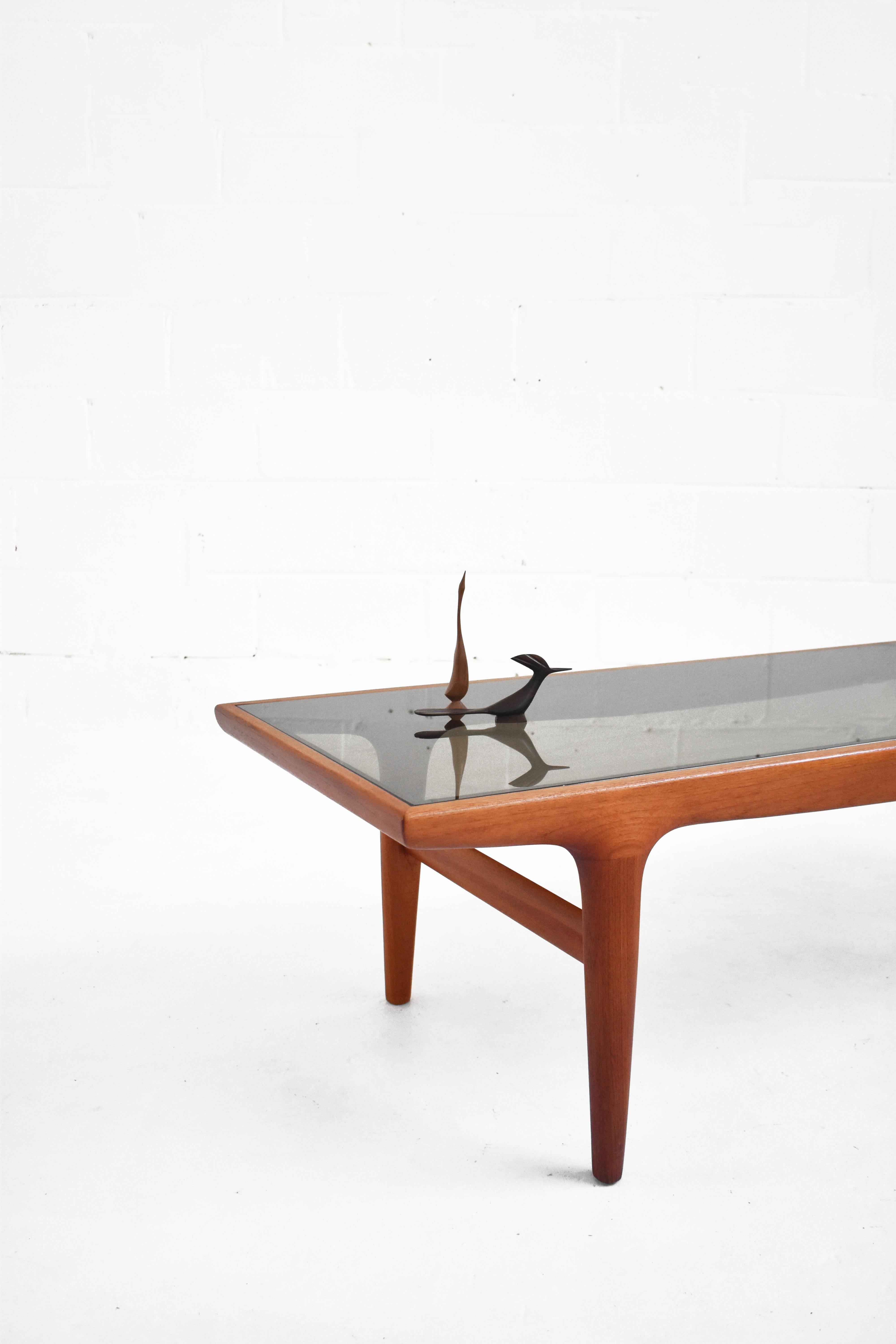 Smoked Glass Danish Teak Coffee Table by Johannes Andersen for Uldum Møbelfabrik