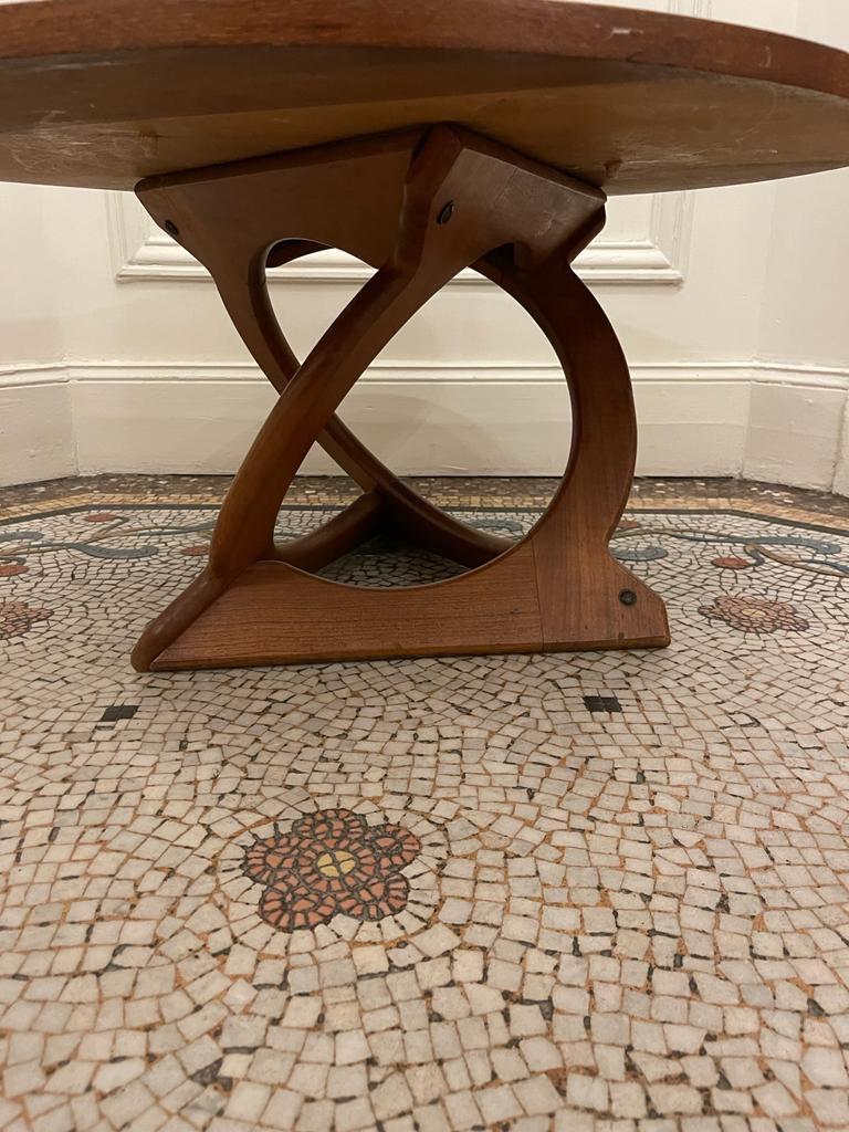 Sculptural solid teak coffee table designed by Soren georg Jensen and made by Kubus.