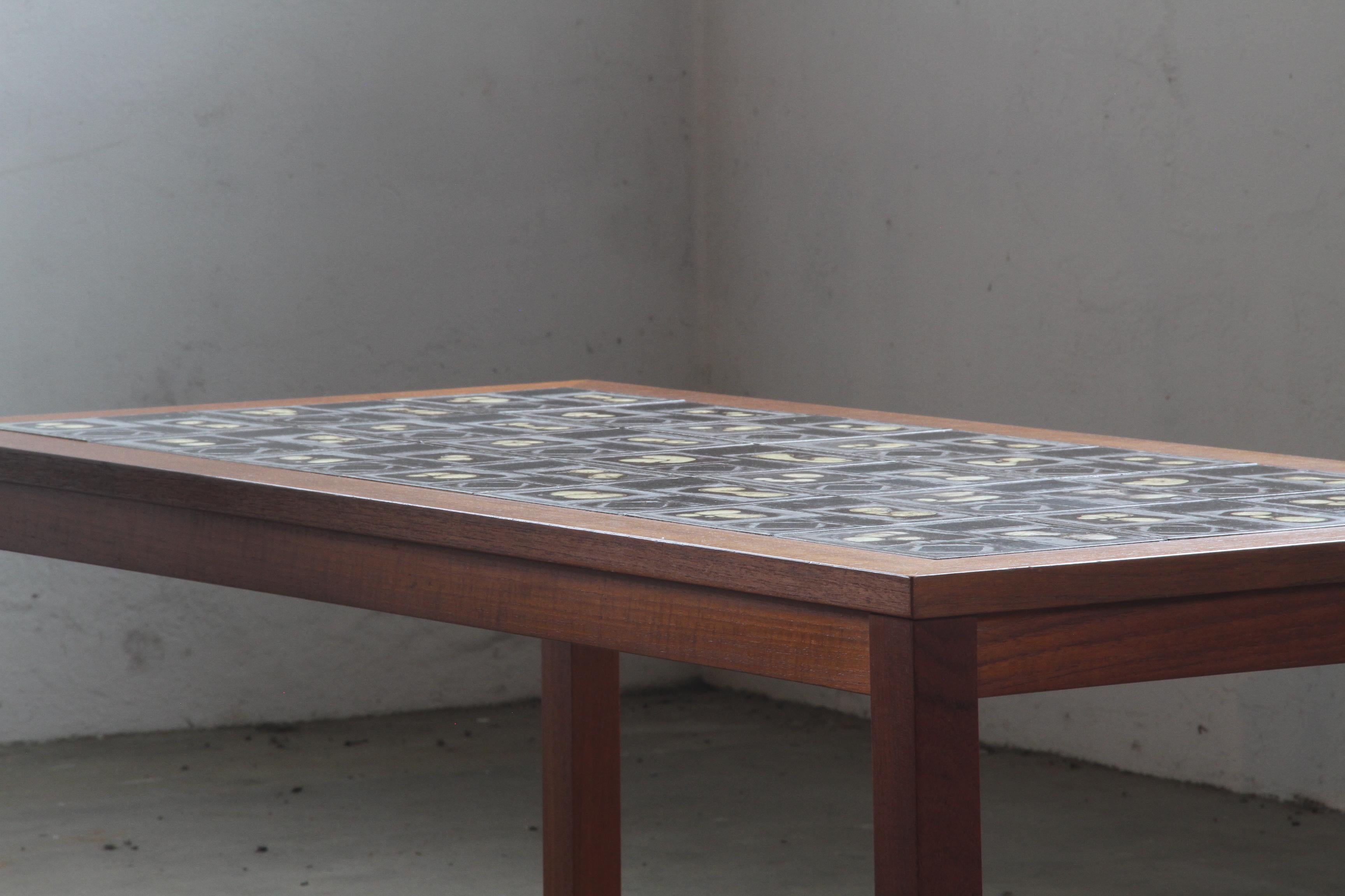 Danish Teak Coffee Table with Ceramic Tile Top, 1960s For Sale 5