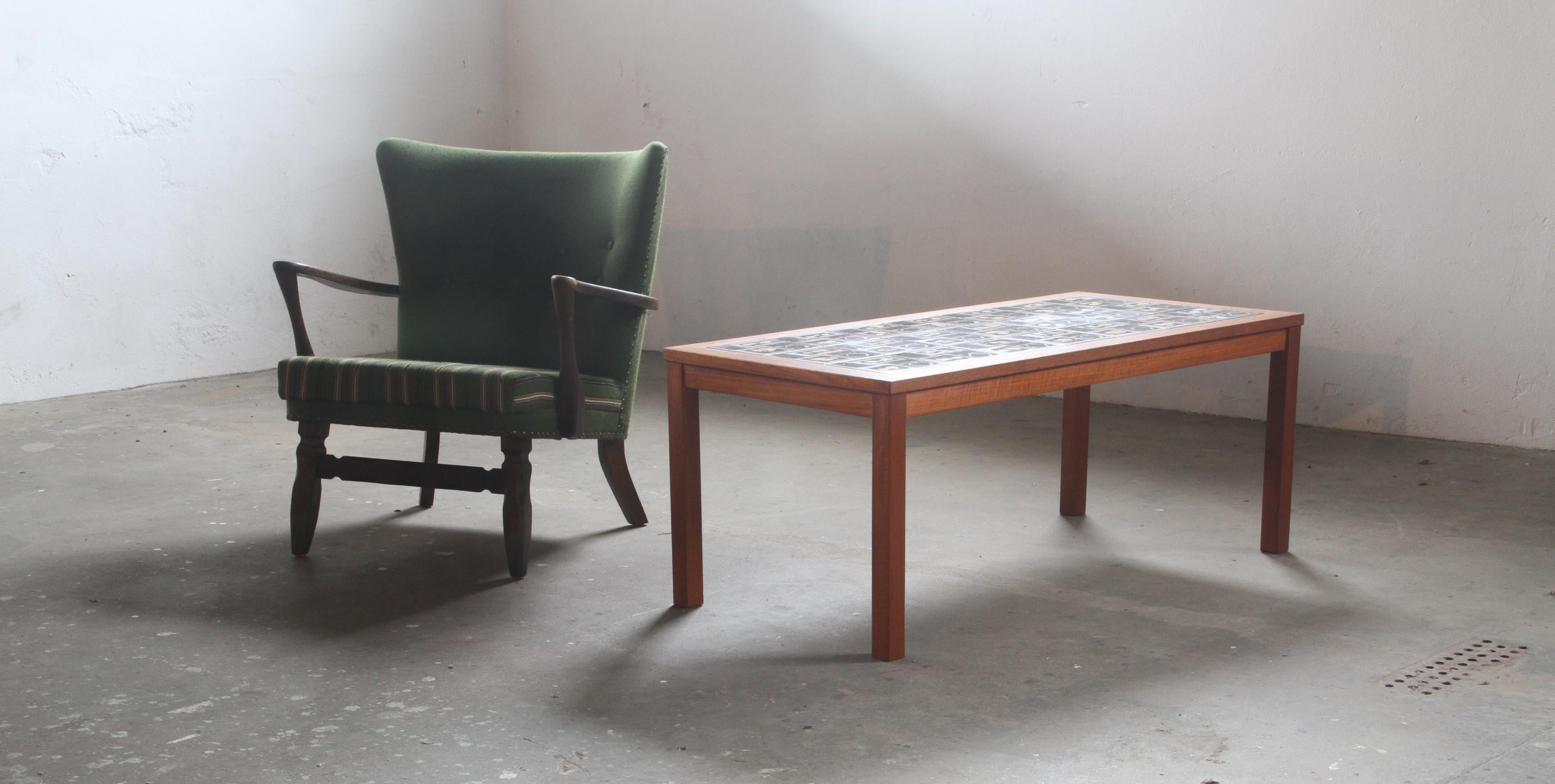 Danish Teak Coffee Table with Ceramic Tile Top, 1960s For Sale 7