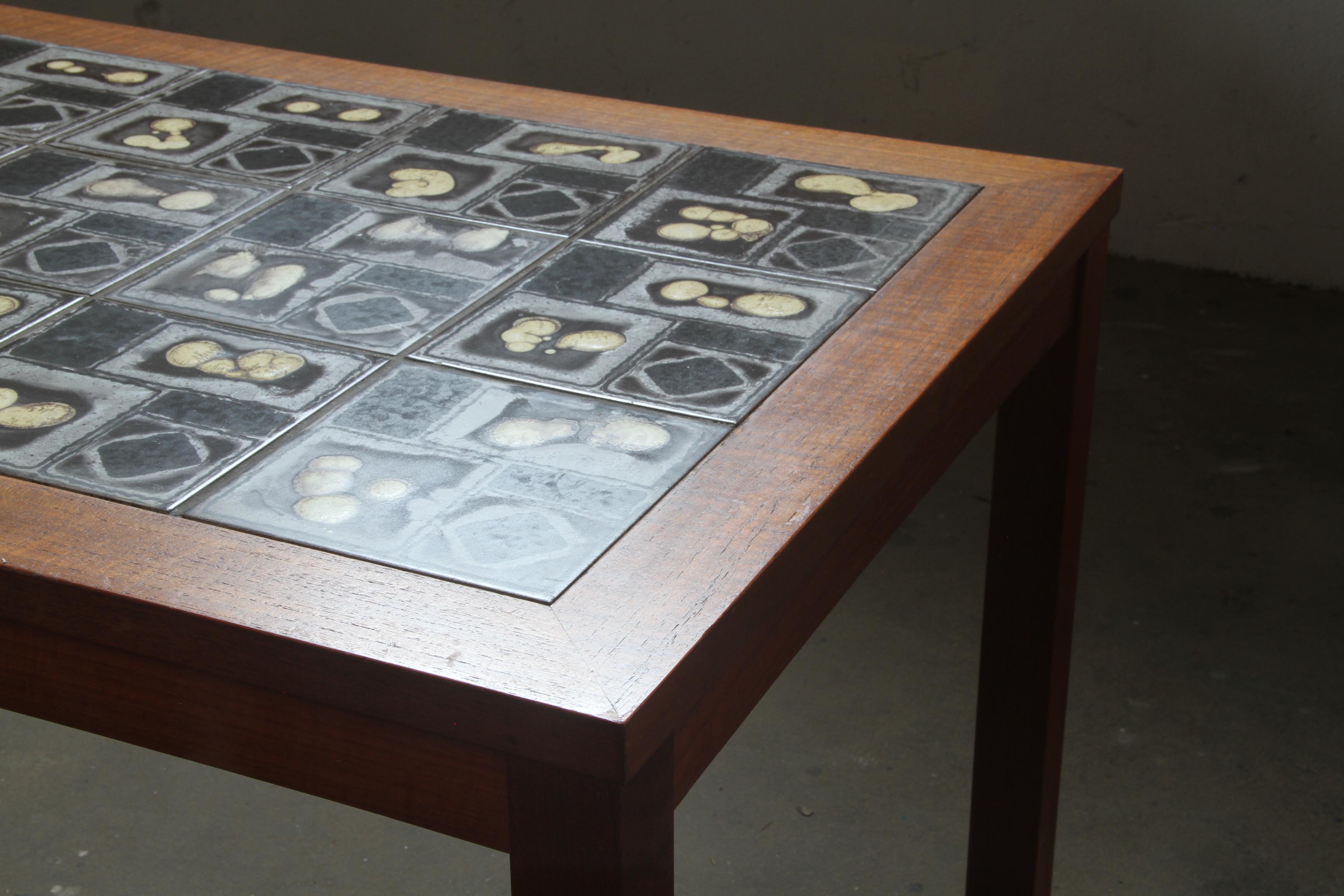 Danish Teak Coffee Table with Ceramic Tile Top, 1960s For Sale 8