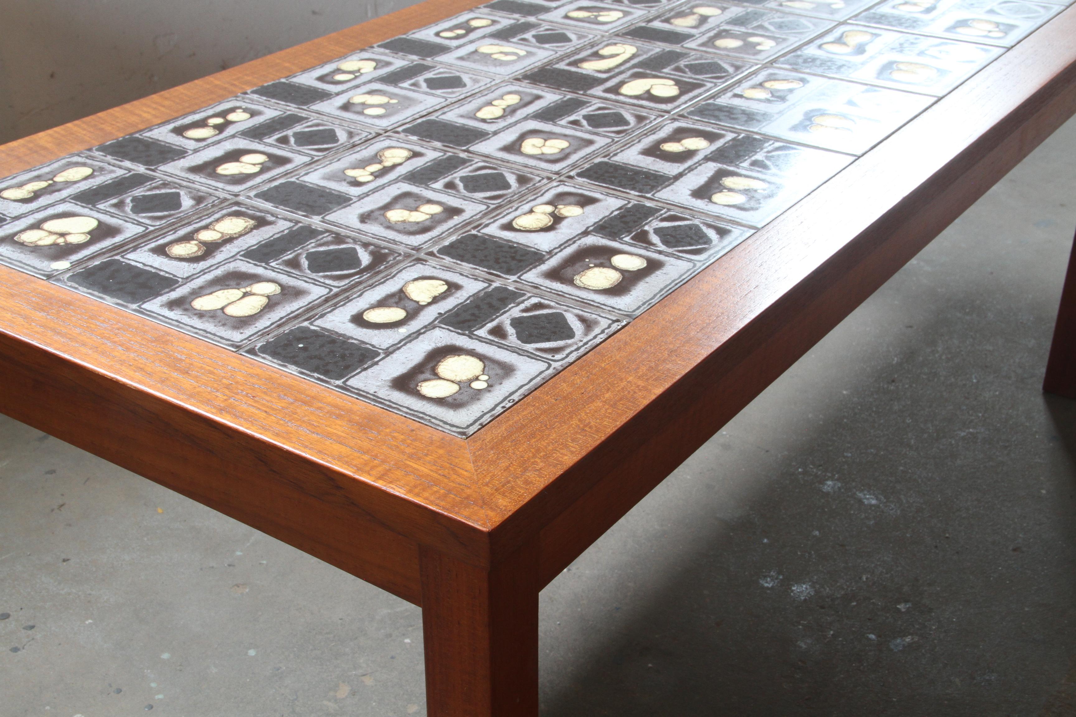 Danish Teak Coffee Table with Ceramic Tile Top, 1960s For Sale 9