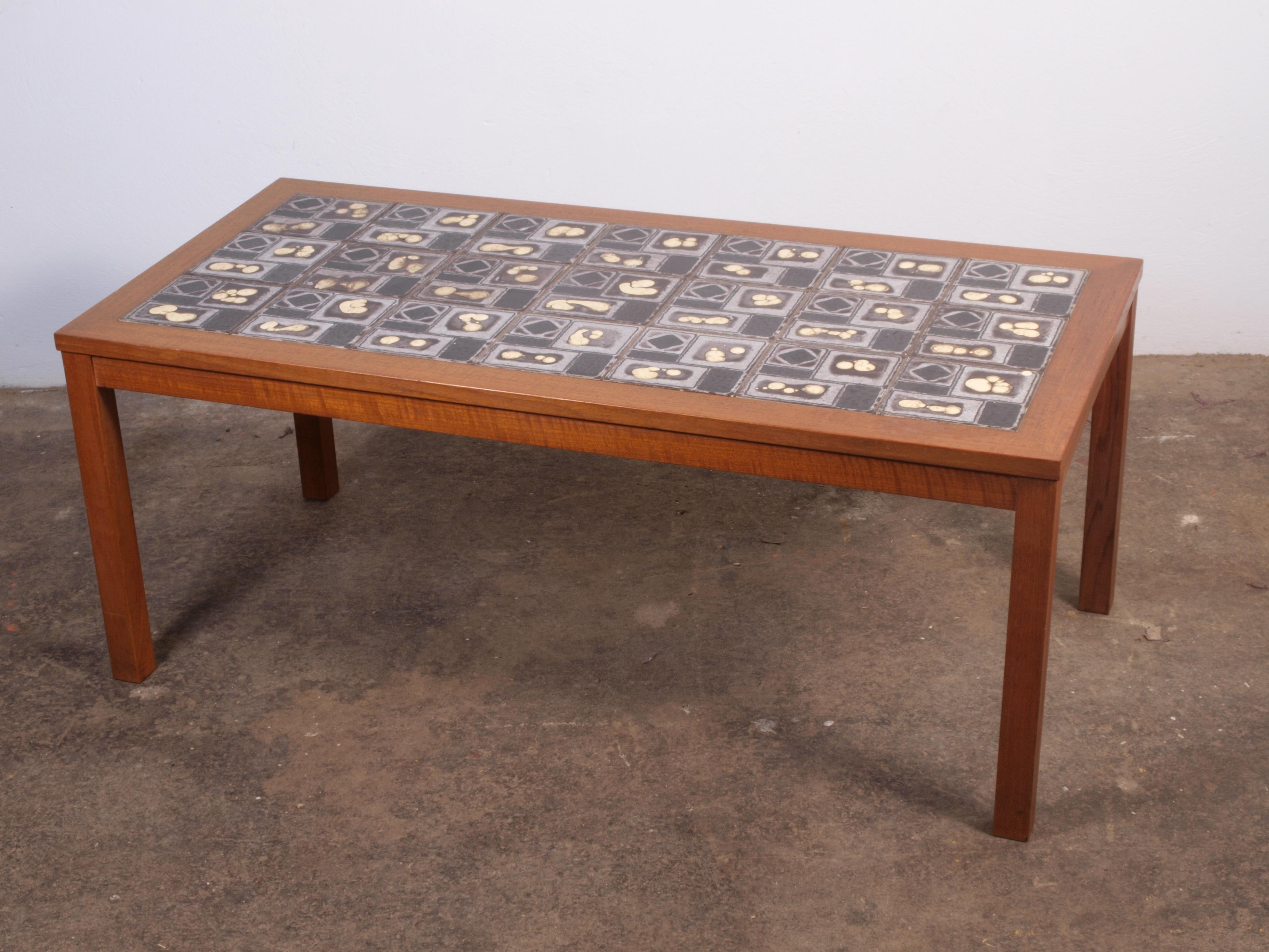 Mid-Century Modern Danish Teak coffee Table with Ceramic Tile Top, 1960s
