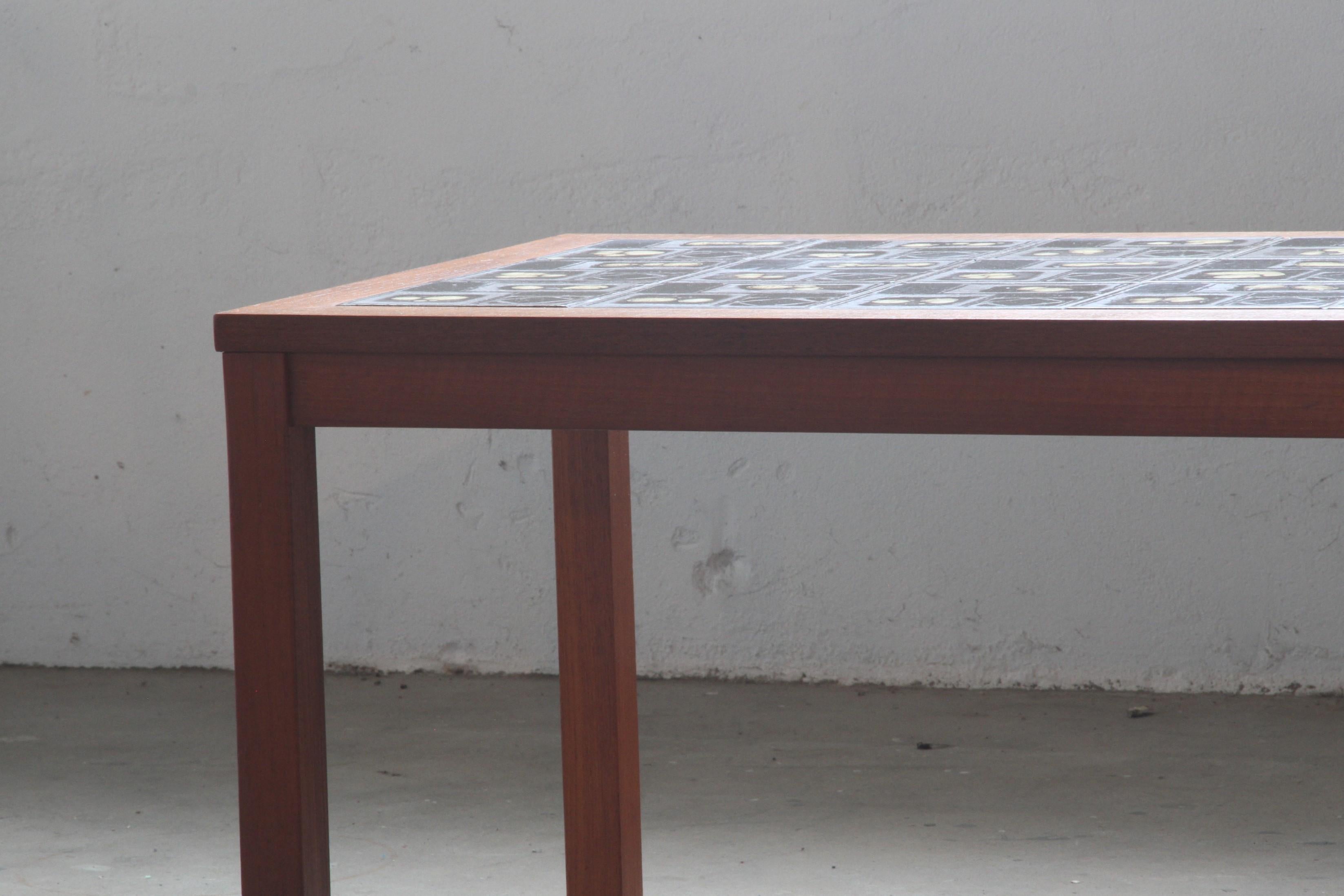 Mid-Century Modern Danish Teak Coffee Table with Ceramic Tile Top, 1960s For Sale