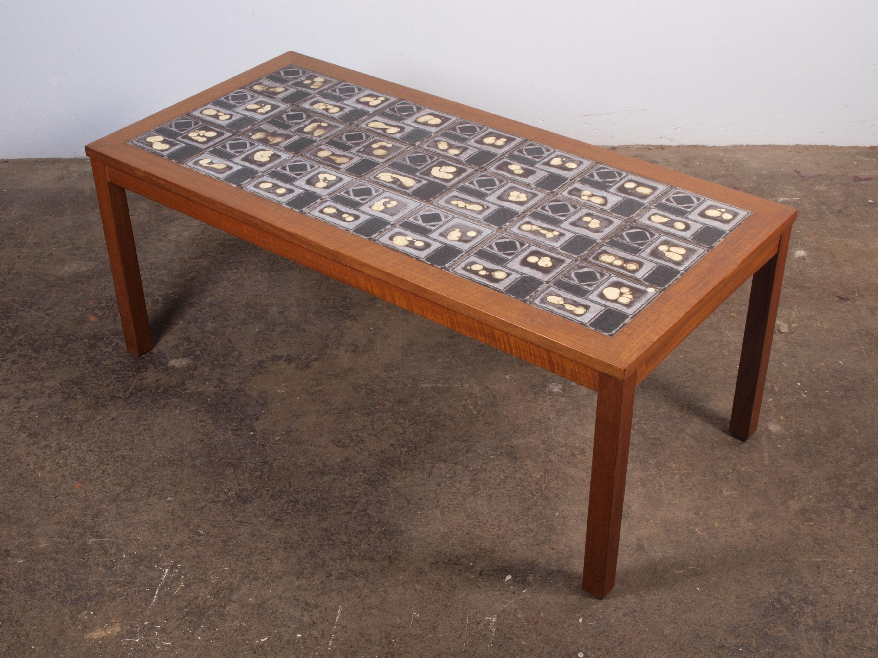 Mid-20th Century Danish Teak coffee Table with Ceramic Tile Top, 1960s For Sale